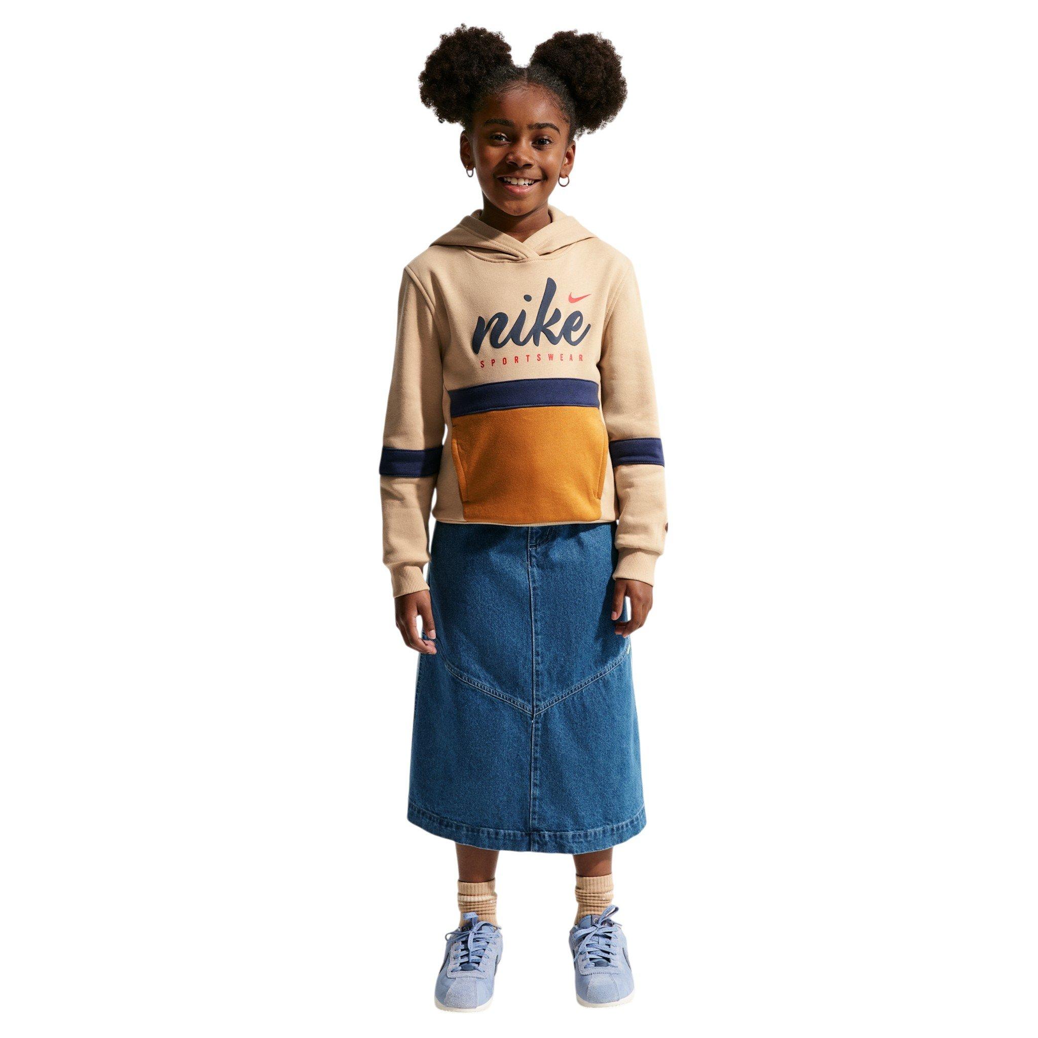 Nike Big Kids' Sportswear Club Fleece Hoodie - Brown/Navy - BROWN/NAVY