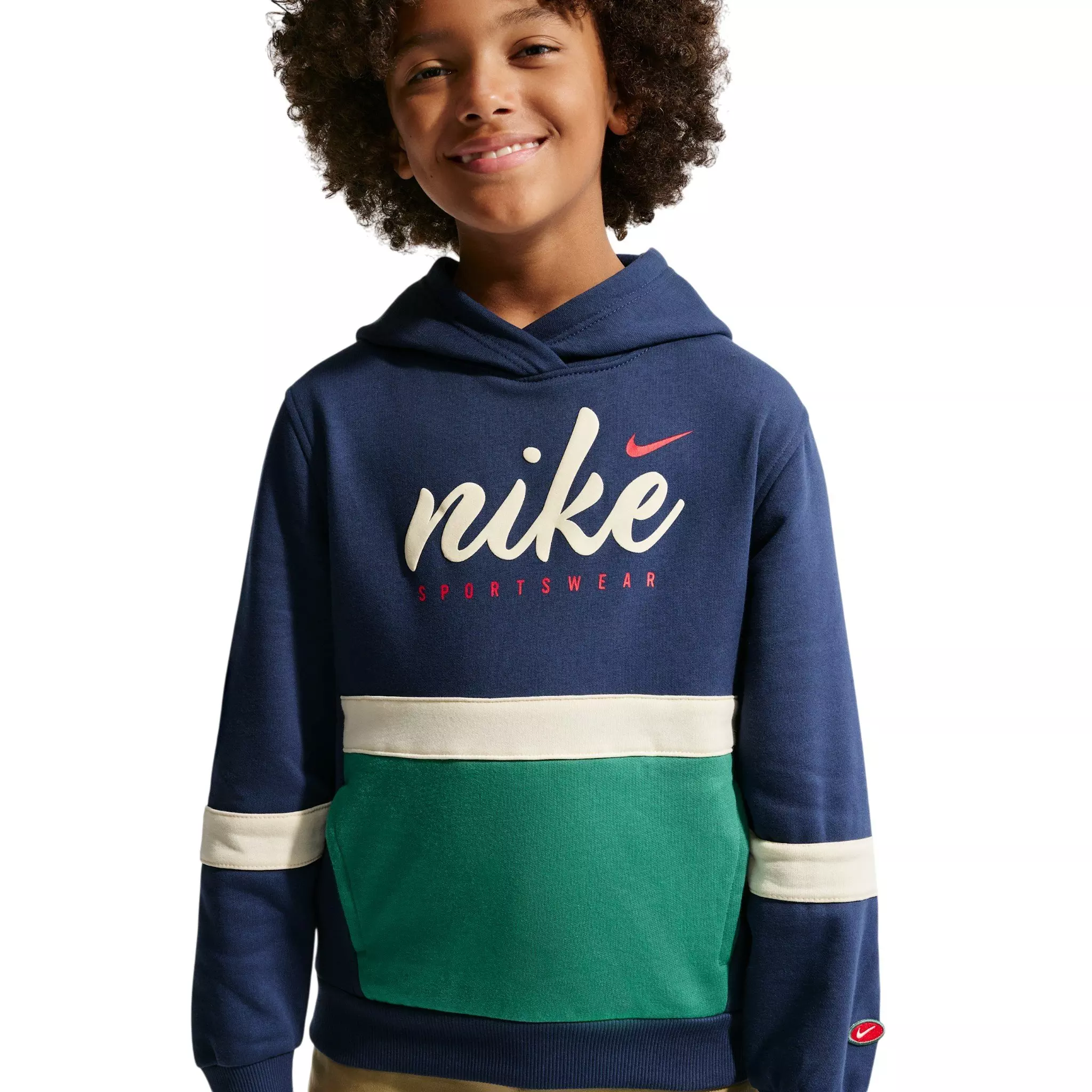 Nike Big Kids' Sportswear Club Fleece Hoodie - Navy/Green - NAVY/GREEN