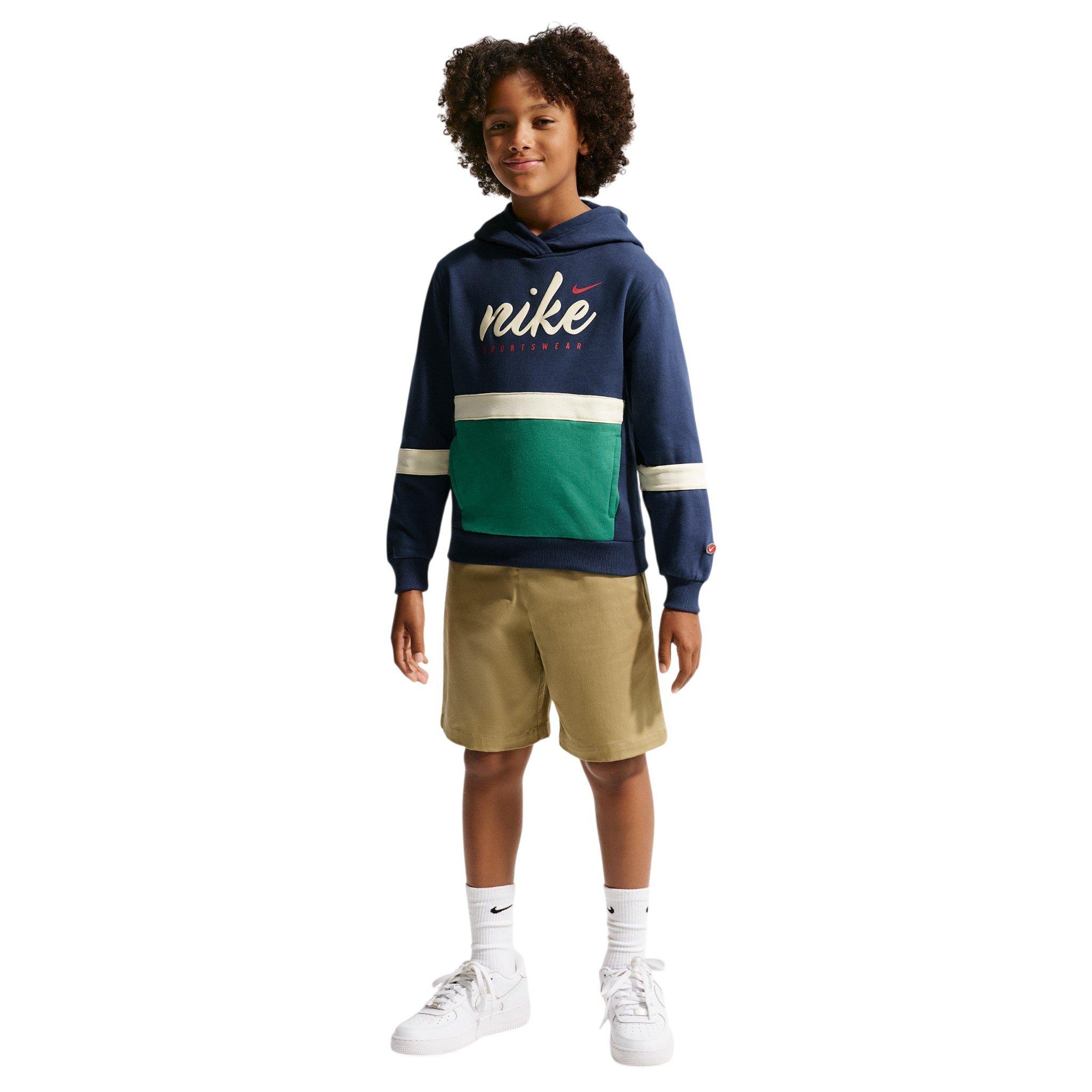 Nike Big Kids' Sportswear Club Fleece Hoodie - Navy/Green - NAVY/GREEN