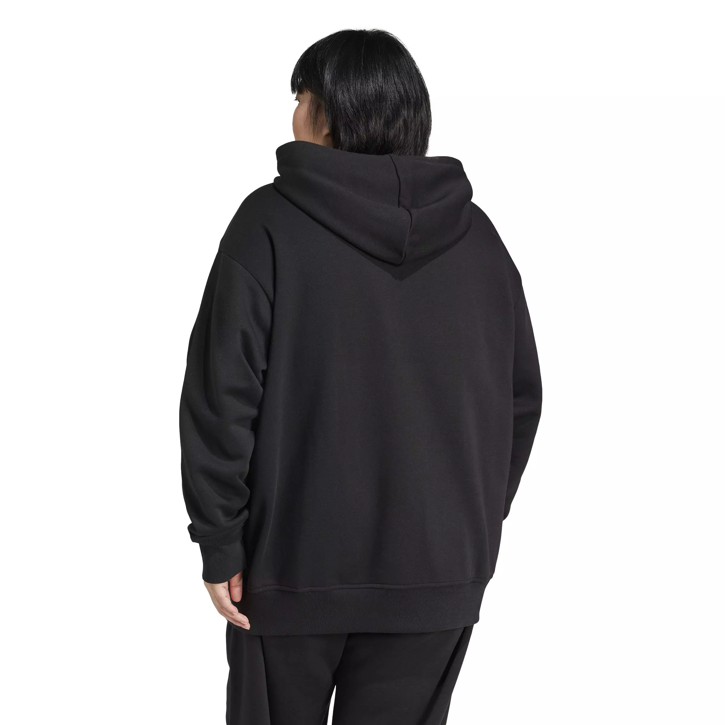 adidas Originals Women's Oversized Essentials Fleece Hoodie -Black - BLACK