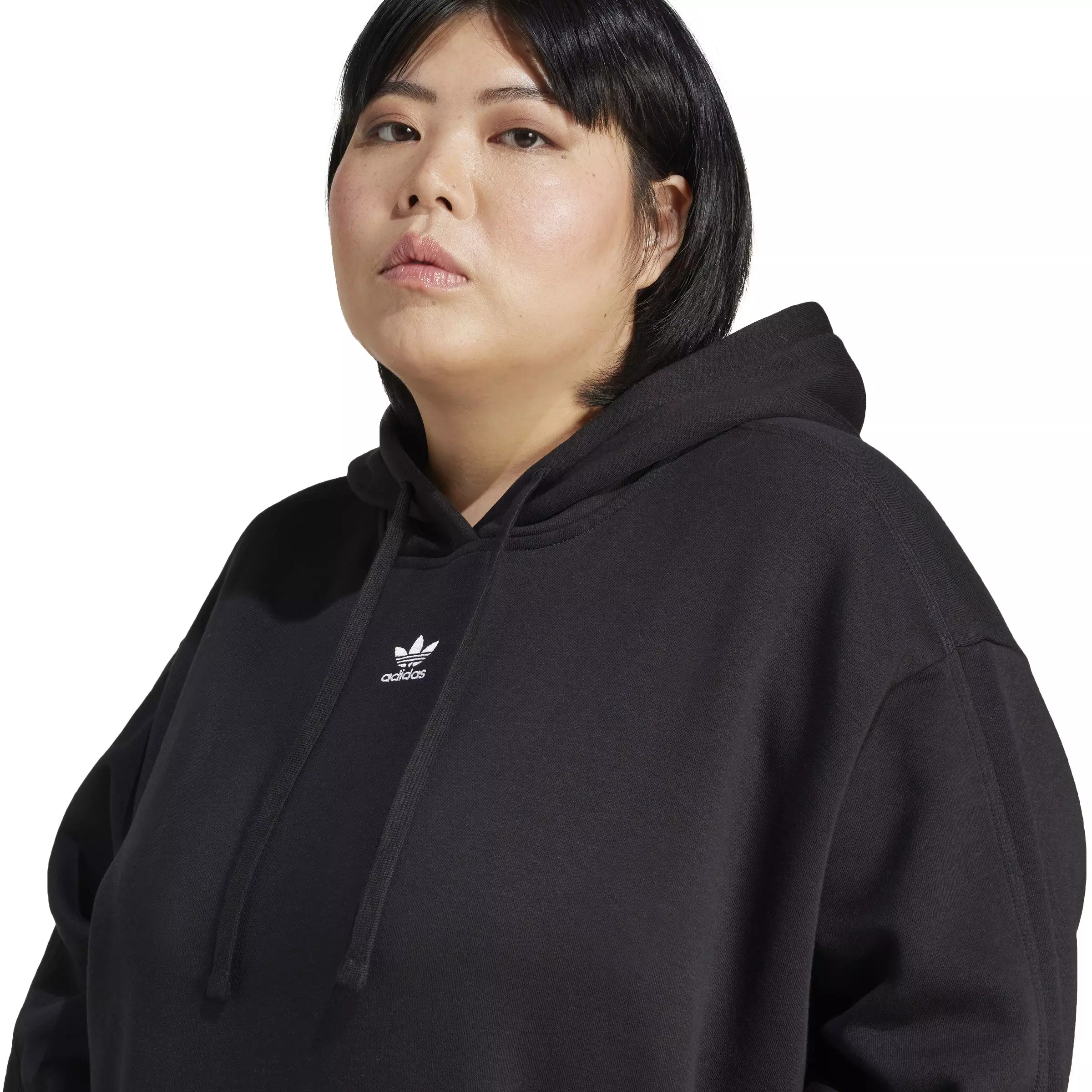 adidas Originals Women's Oversized Essentials Fleece Hoodie -Black - BLACK