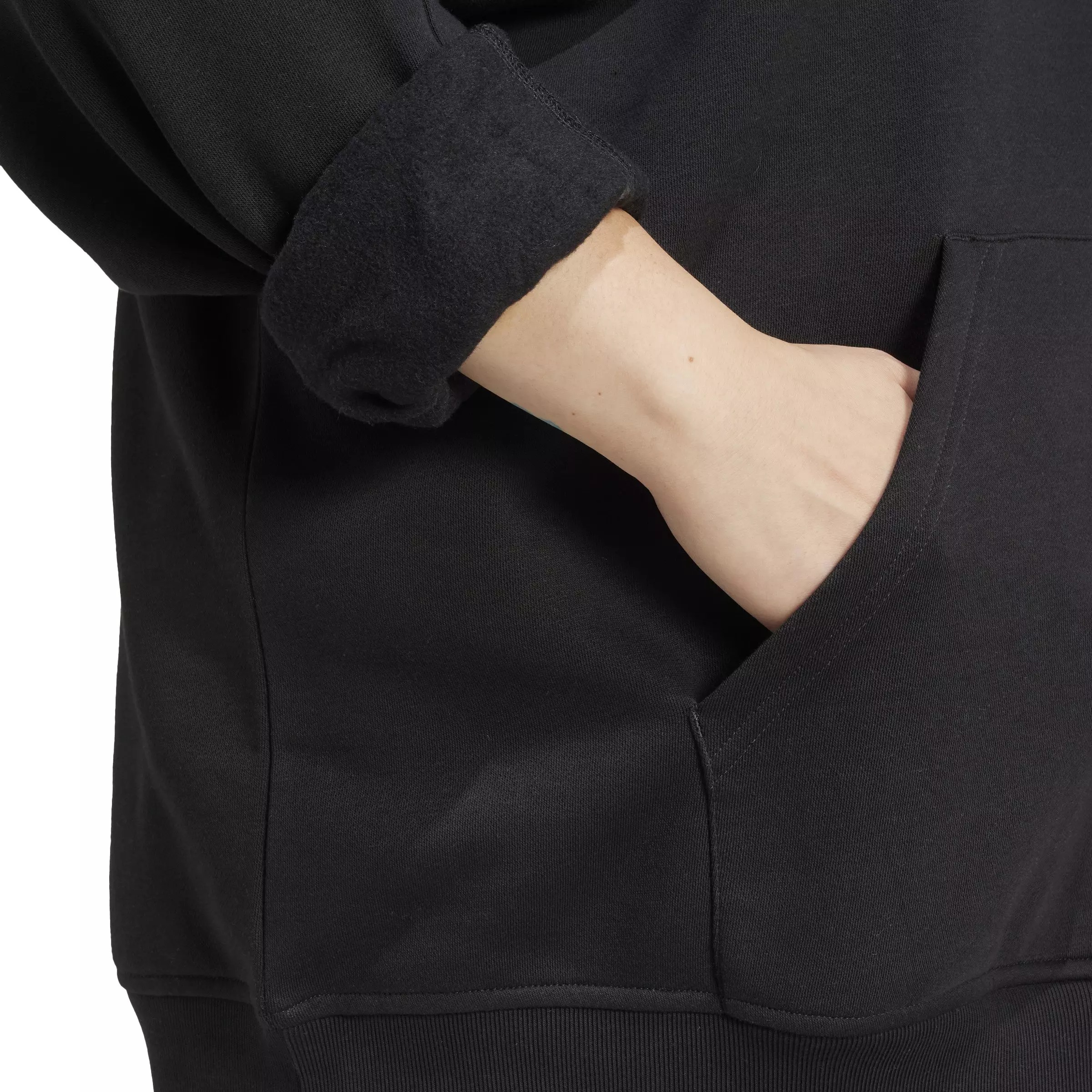 adidas Originals Women's Oversized Essentials Fleece Hoodie -Black - BLACK