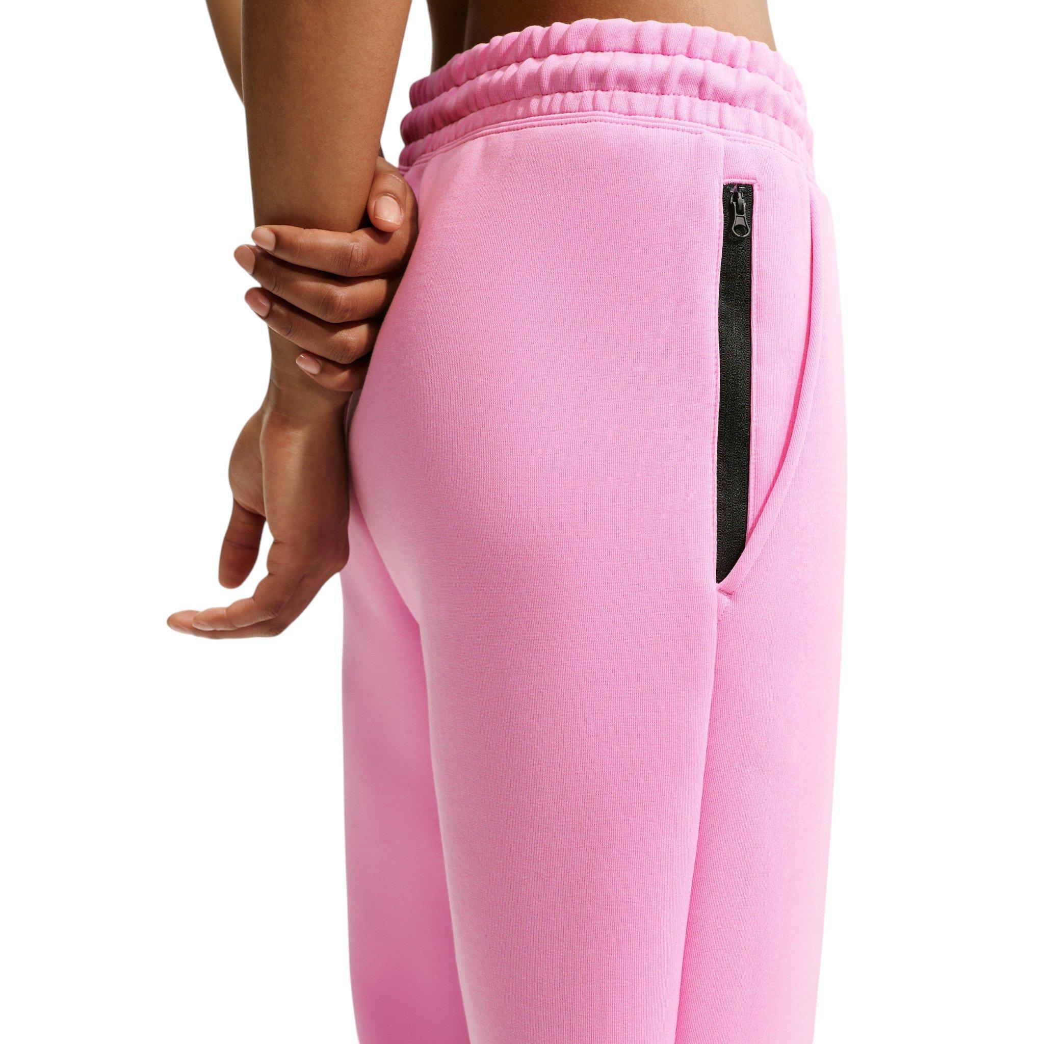 Nike Women's Sportswear Tech Fleece Mid-Rise Joggers - Pink/Black - PINK/BLACK