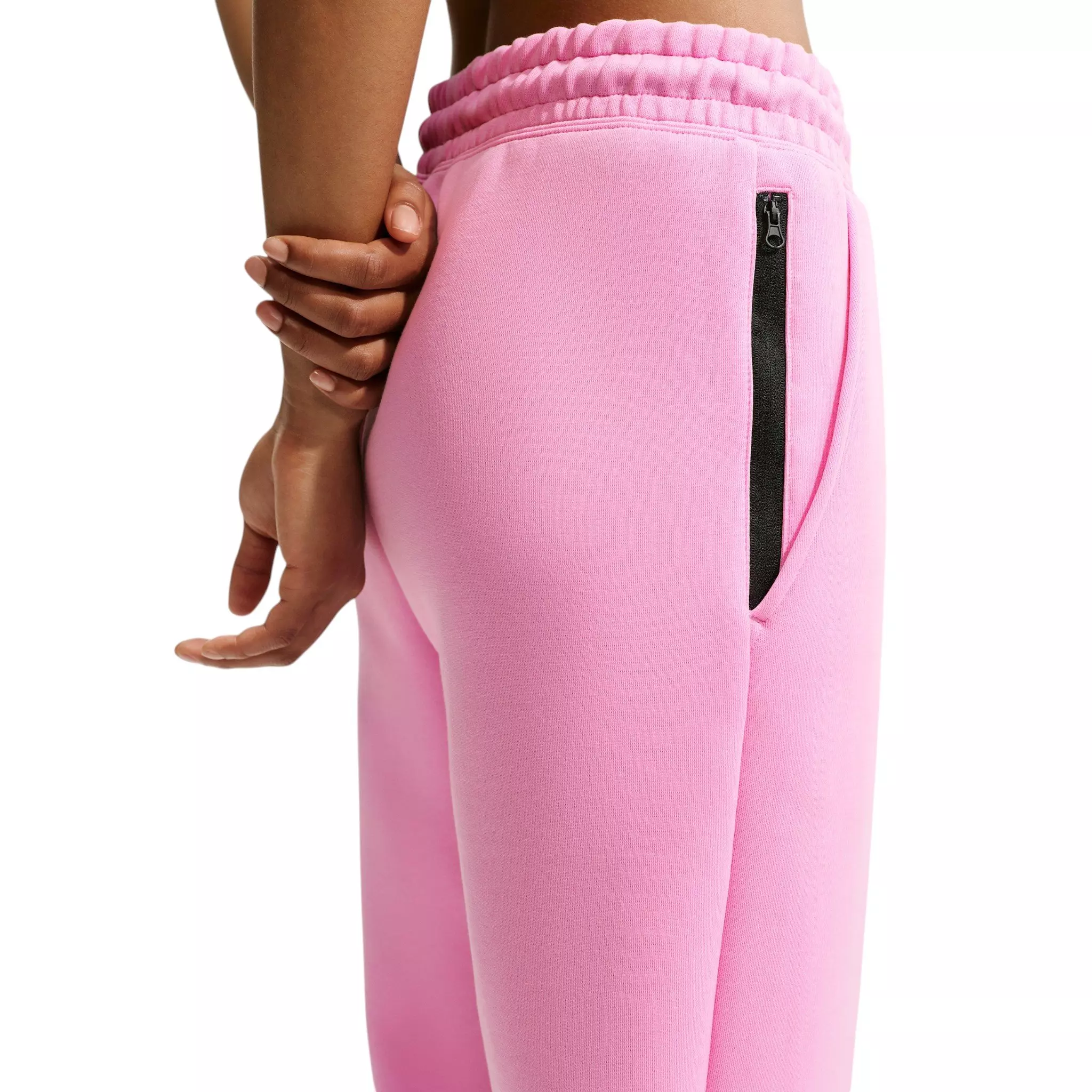 Nike Women's Sportswear Tech Fleece Mid-Rise Joggers - Pink/Black - PINK/BLACK