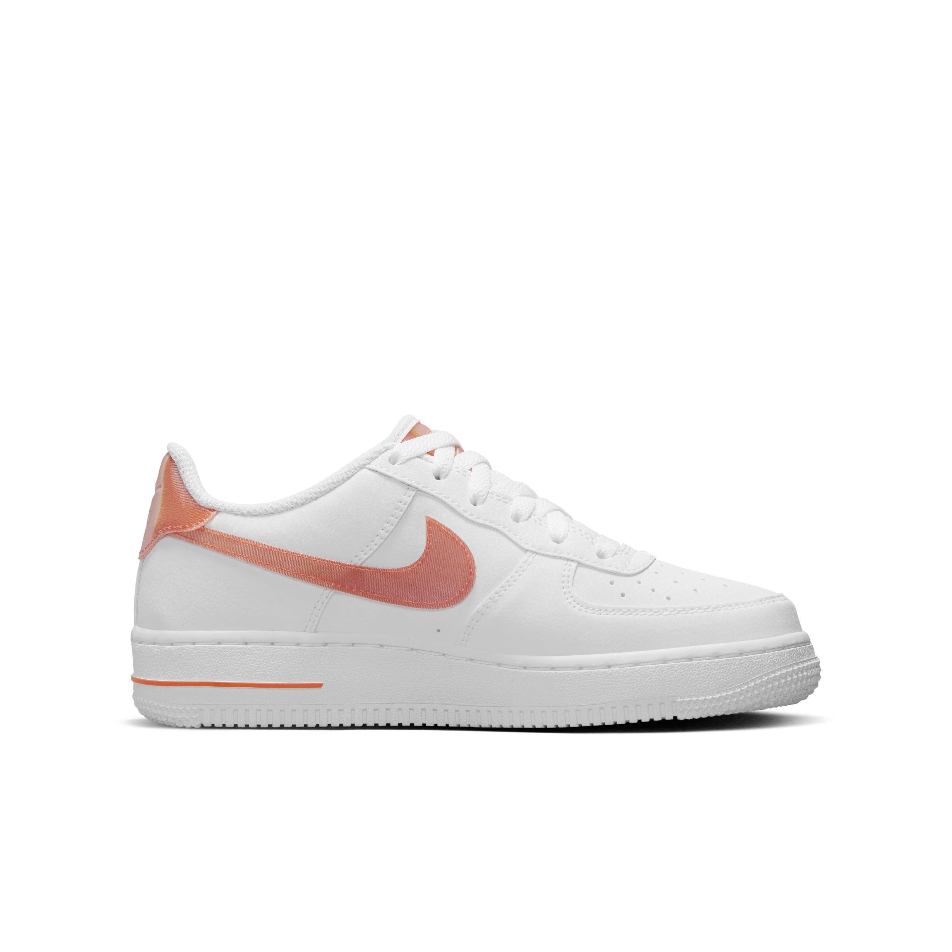 Nike Air Force 1 LV8 White/Safety Orange/Washed Teal Grade School Boys'  Shoe - Hibbett