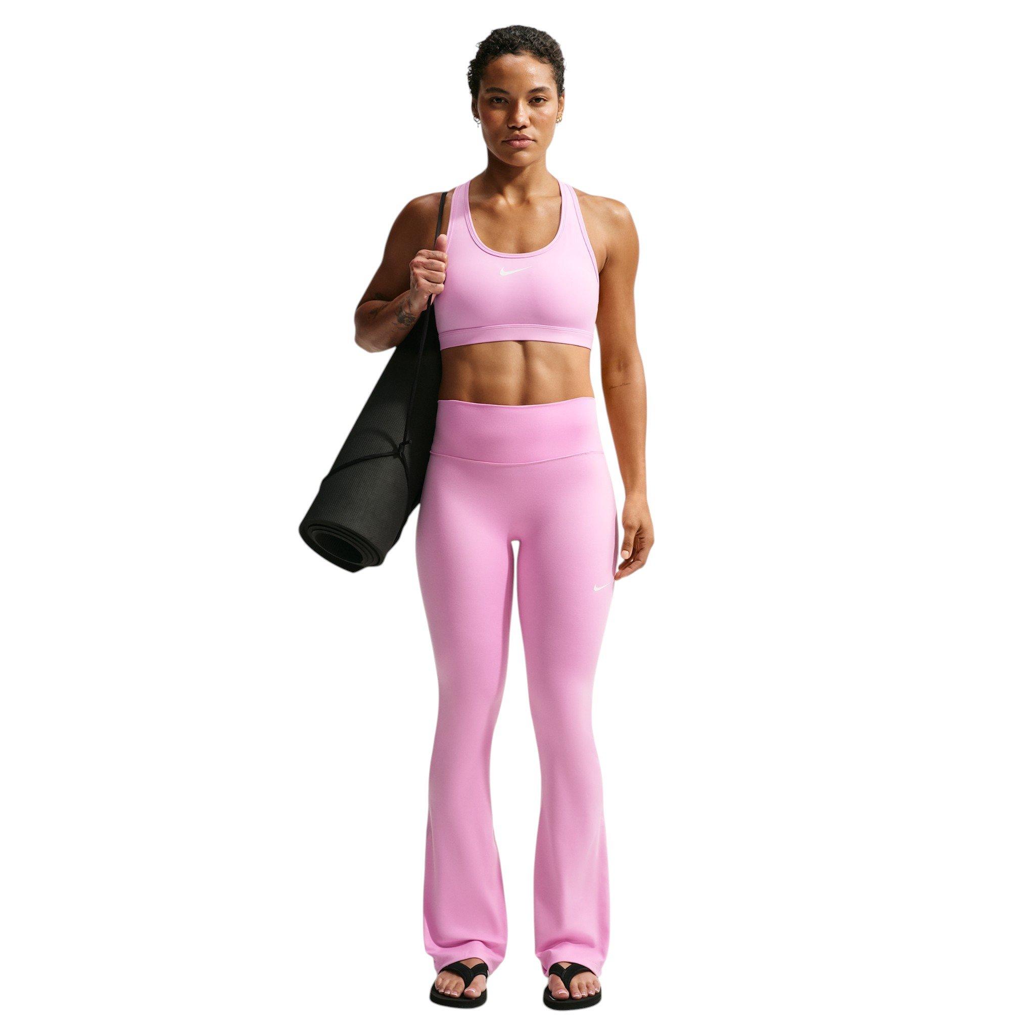 Nike Women's One High-Waisted Flared Leggings - Pink/White - PINK/WHITE Thumbnail View 5