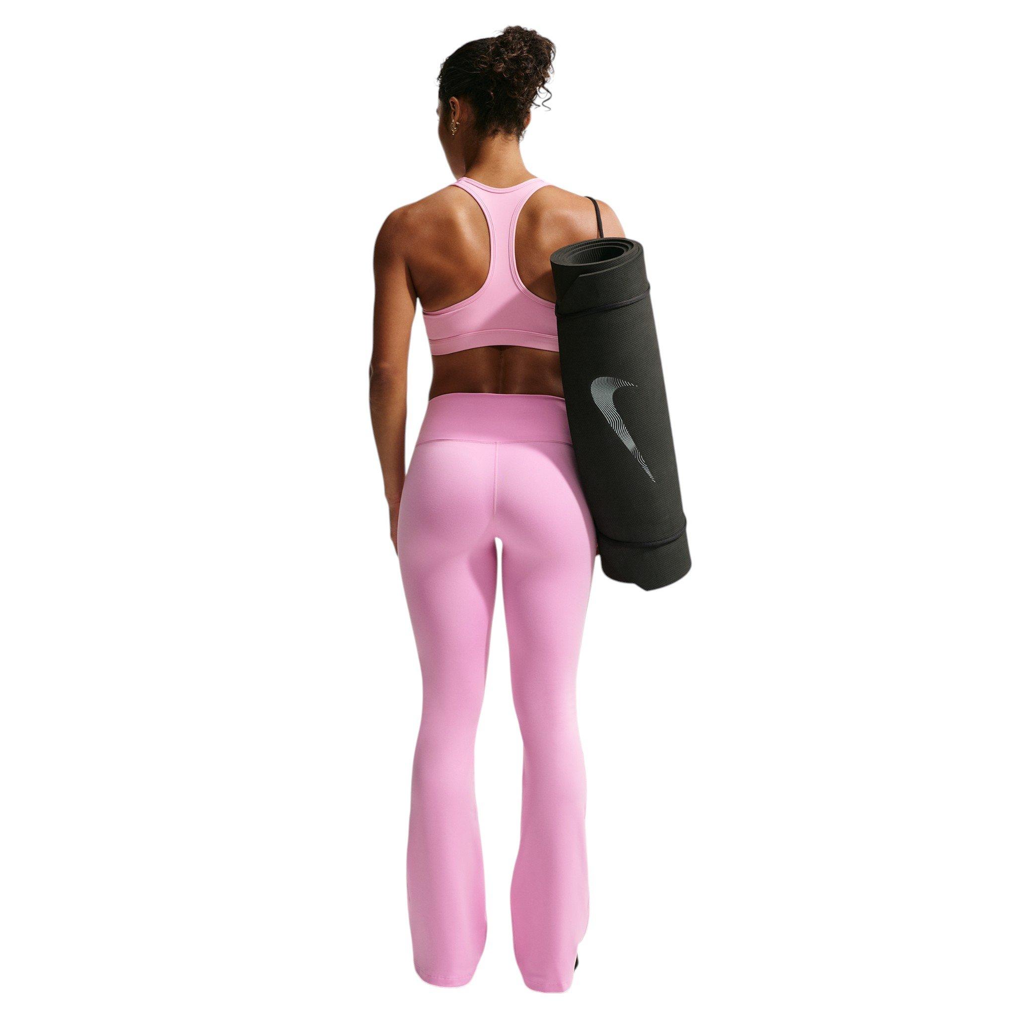 Nike Women's One High-Waisted Flared Leggings - Pink/White - PINK/WHITE Thumbnail View 6