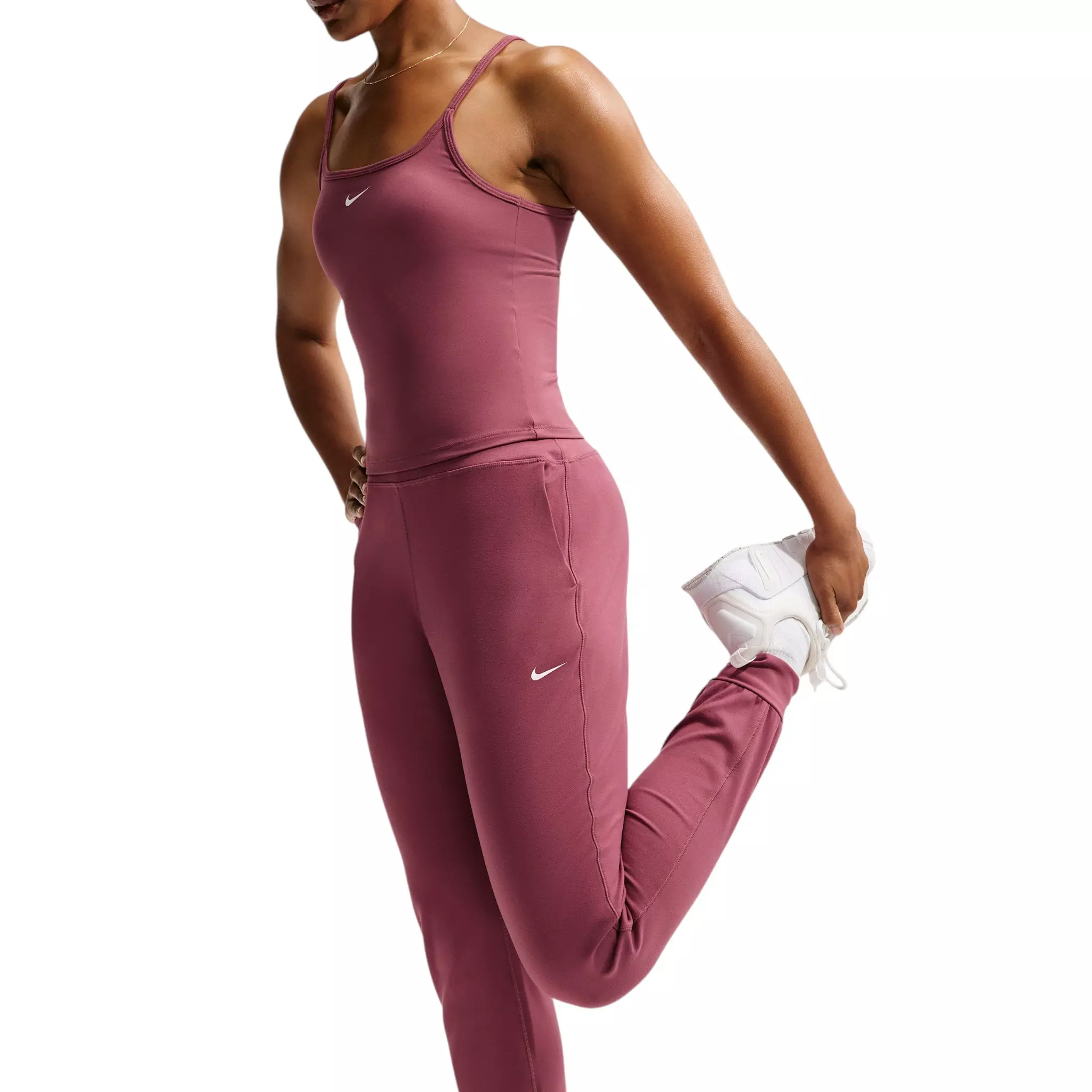 Nike Women's One High-Waisted Full-Length Knit Joggers - Pink Smoke - PINK SMOKE