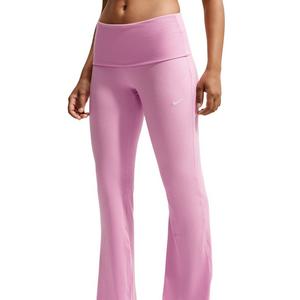 Nike Women's Sportswear Chill Knit Mid-Rise Tight Ribbed Pants - Pink/White - PINK/WHITE