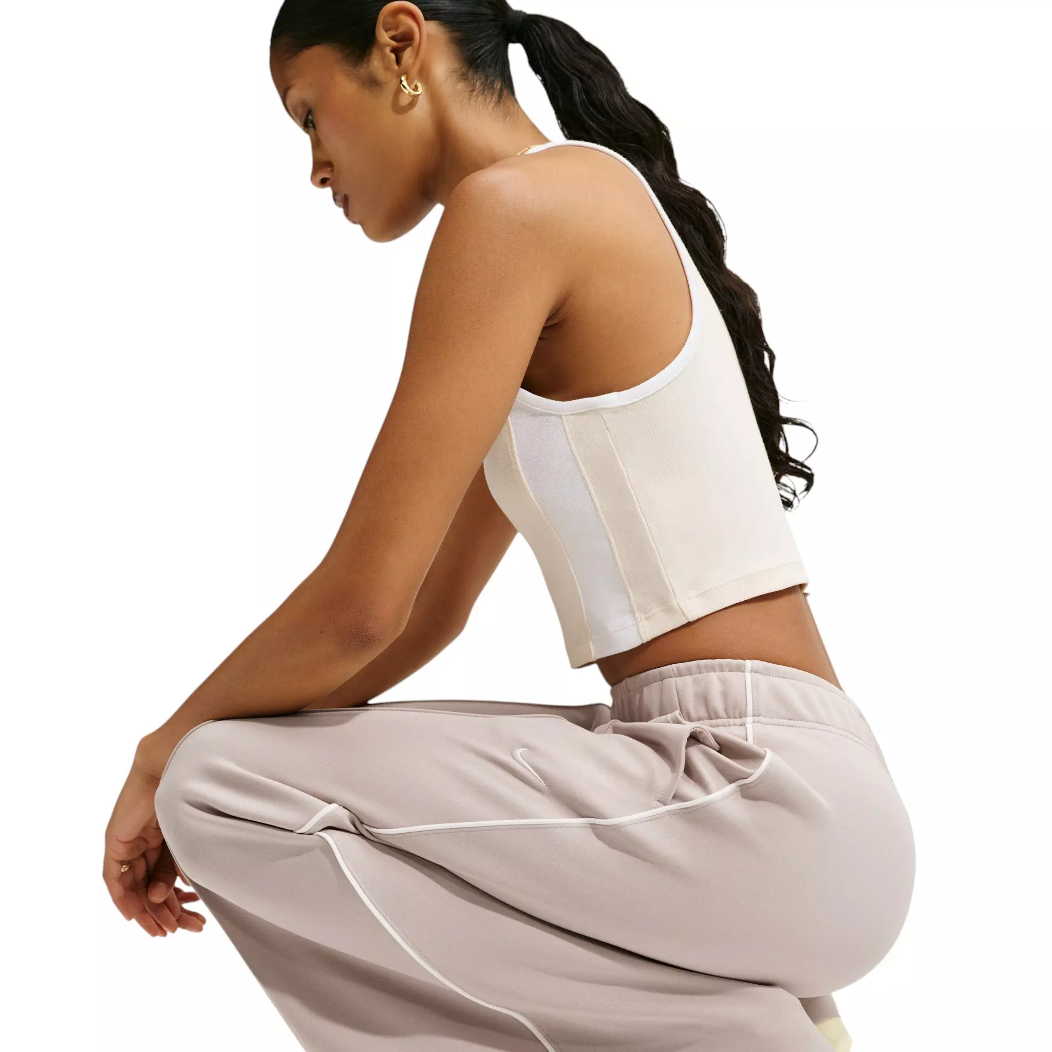 Nike Women's Sportswear Mid-Rise Wide-Leg Track Pants - Cream - CREAM