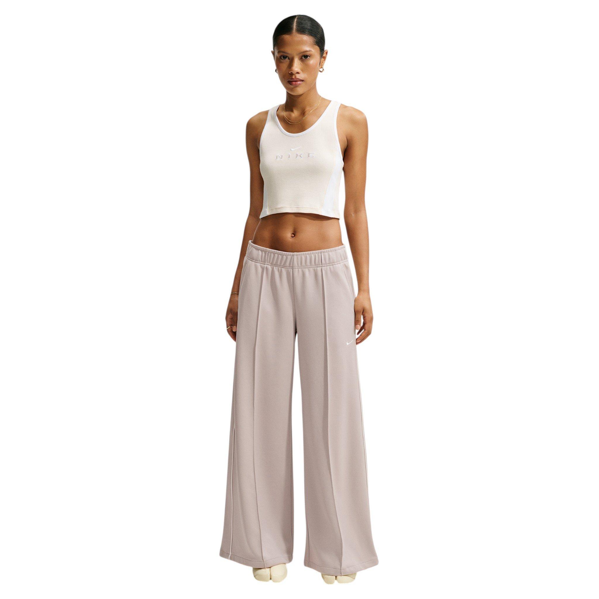 Nike Women's Sportswear Mid-Rise Wide-Leg Track Pants - Cream - CREAM