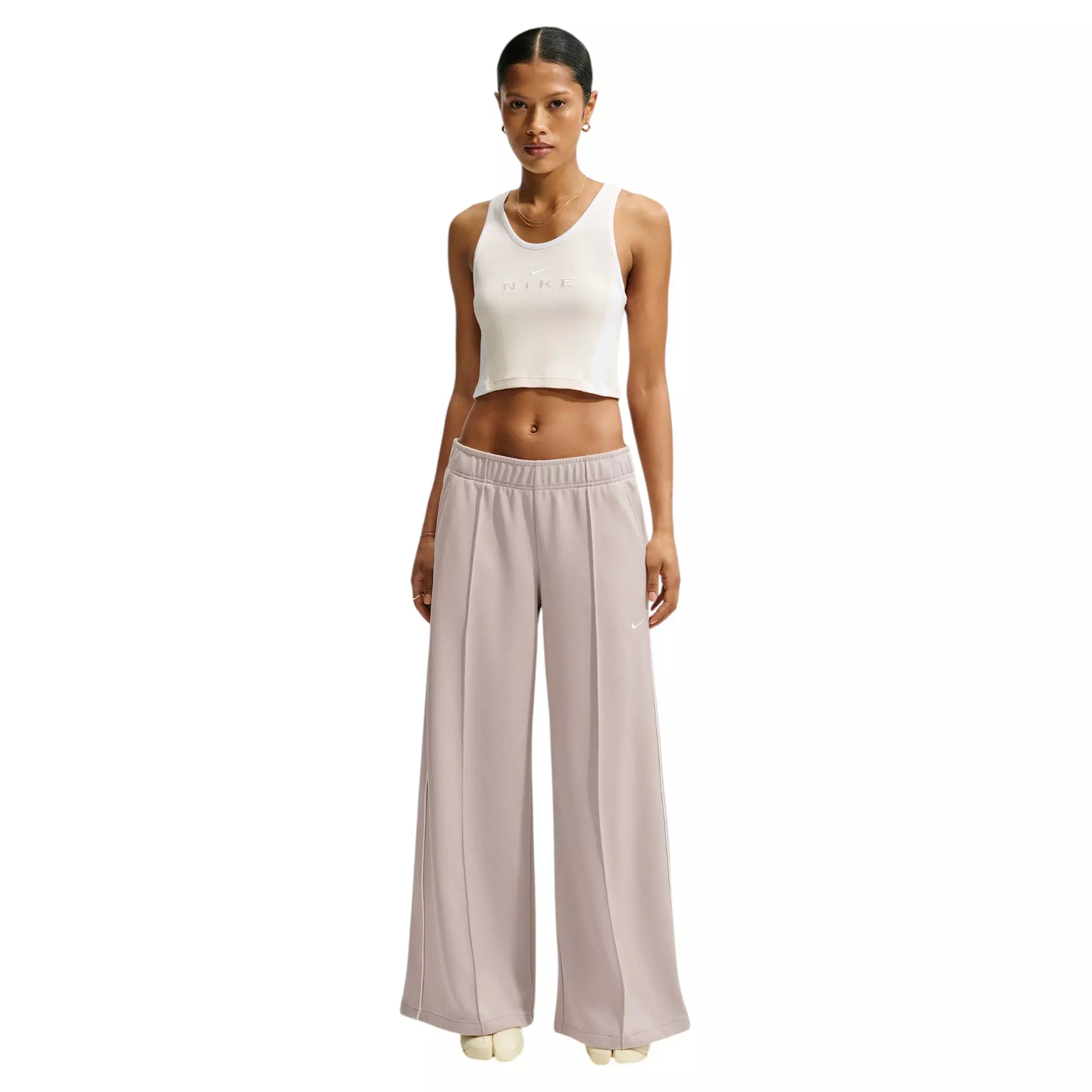 Nike Women's Sportswear Mid-Rise Wide-Leg Track Pants - Cream - CREAM