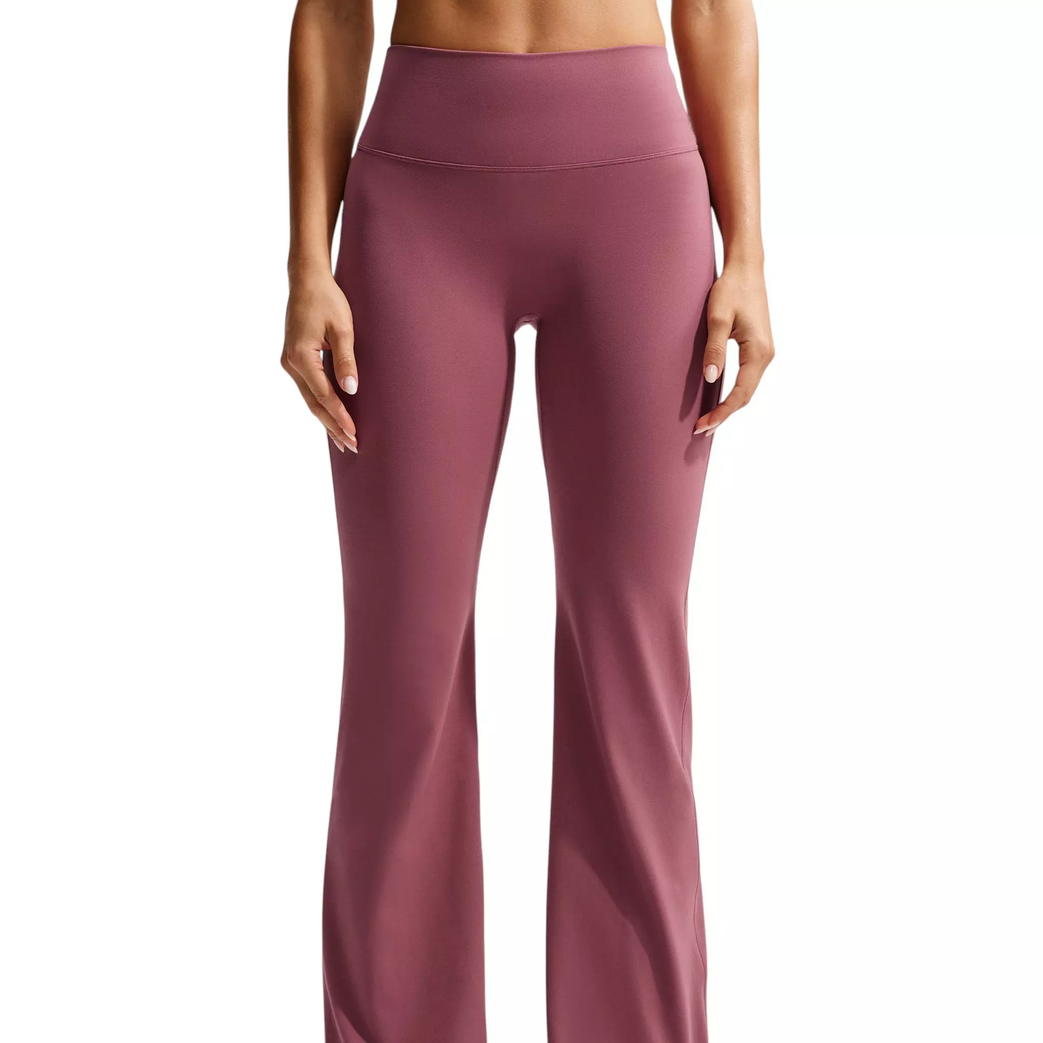 Nike Women's Zenvy High-Waisted Flared Leggings with No Front Seam - Pink Smoke - PINK SMOKE