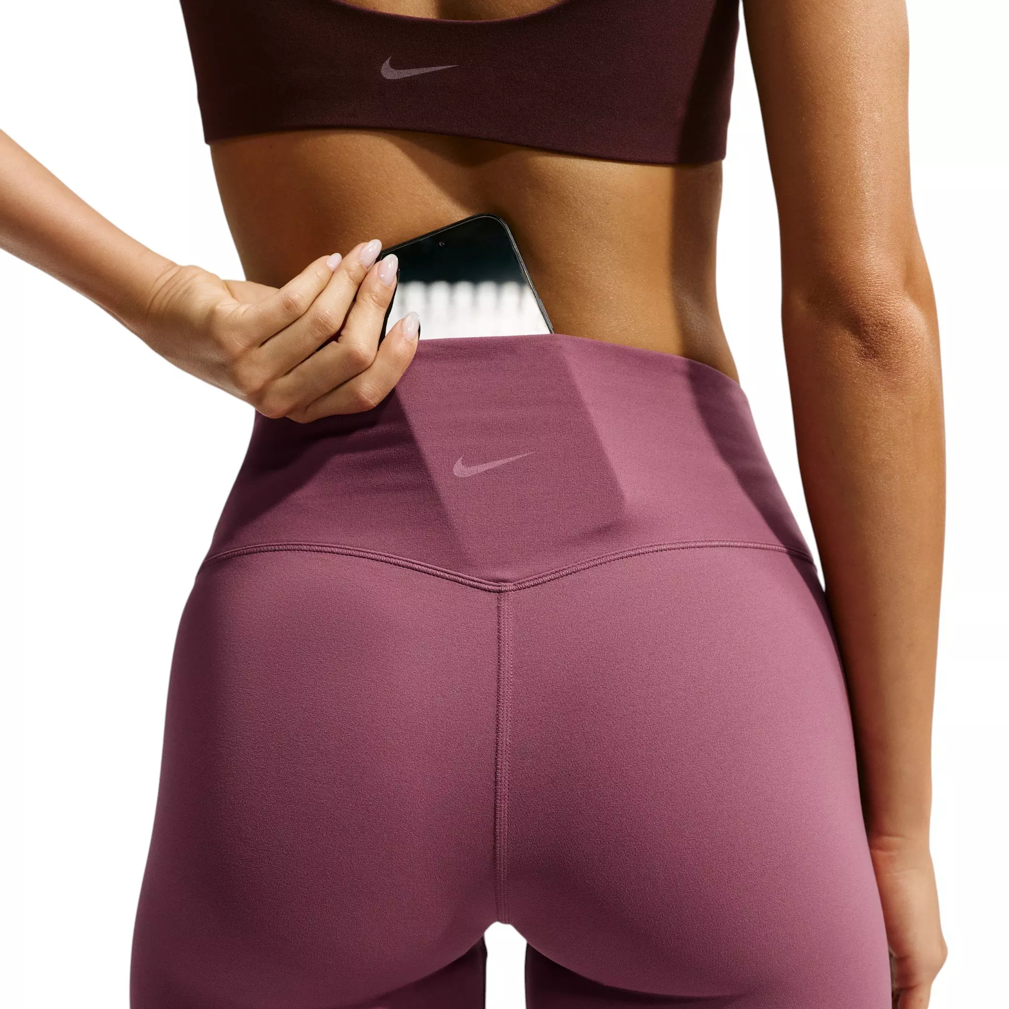 Nike Women's Zenvy High-Waisted Flared Leggings with No Front Seam - Pink Smoke - PINK SMOKE