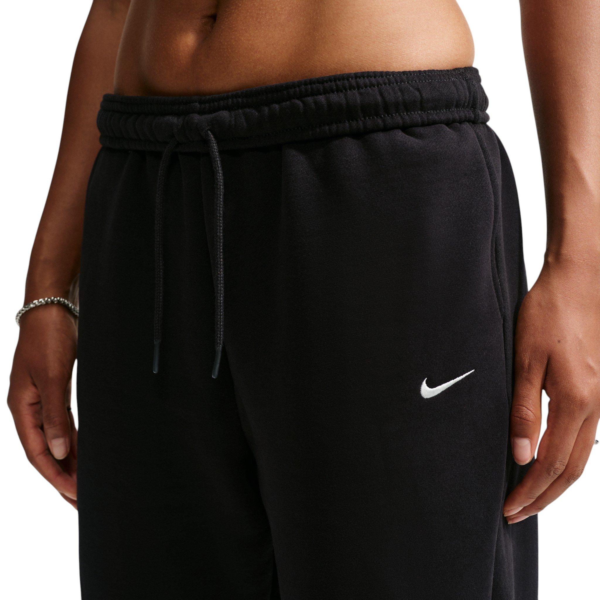Nike Women's Studio Fleece Medium Weight HR Oversized Cuffed Pants - Black - BLACK Thumbnail View 3
