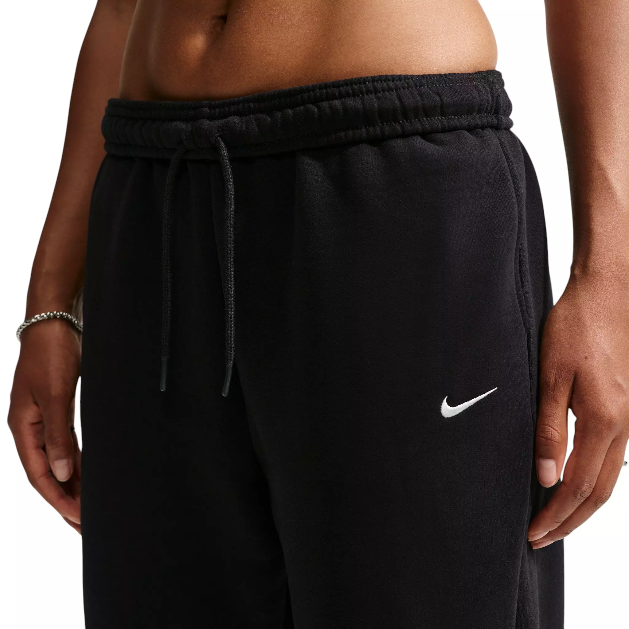 Nike Women's Studio Fleece Medium Weight HR Oversized Cuffed Pants - Black - BLACK