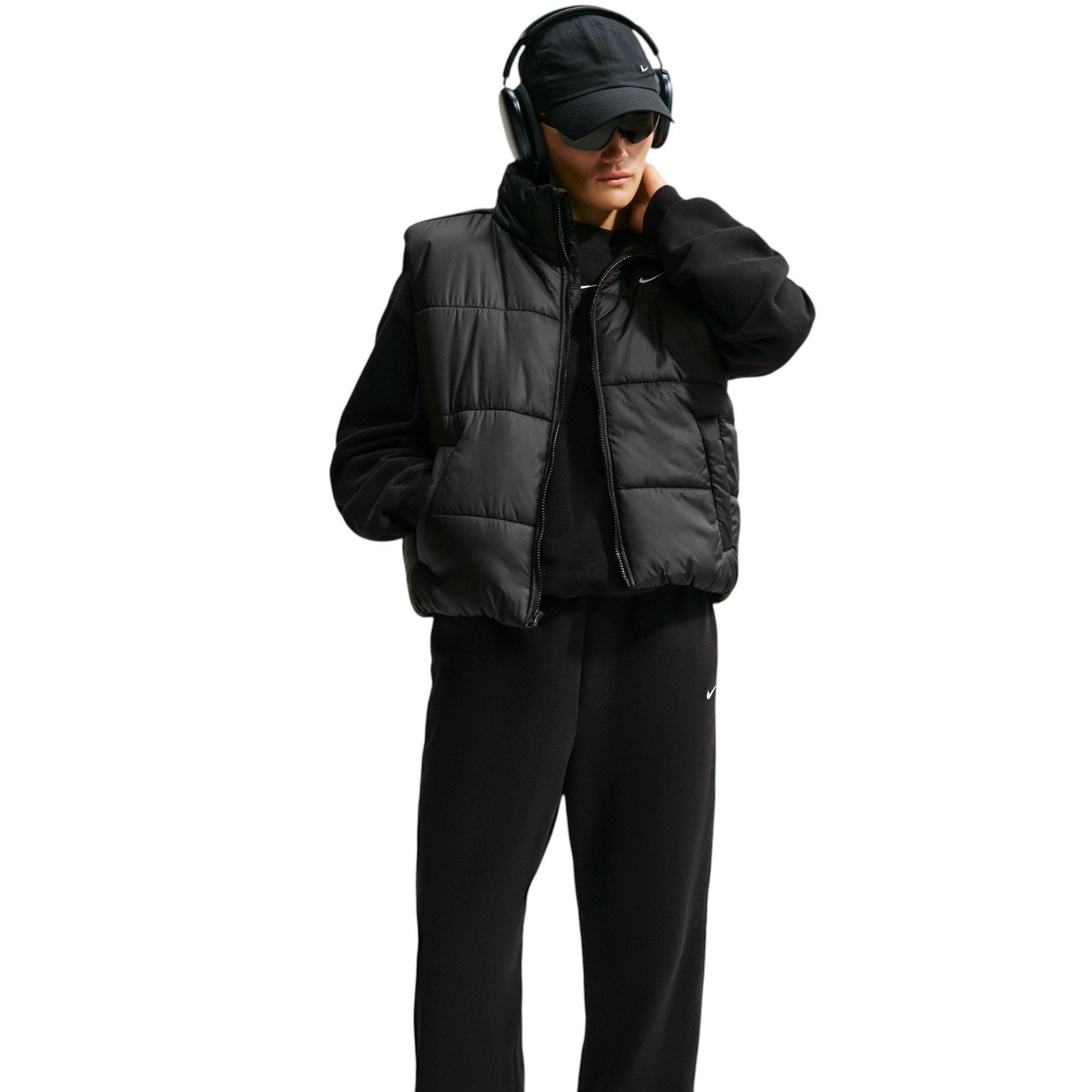 Nike Women's Studio Fleece Medium Weight HR Oversized Cuffed Pants - Black - BLACK Thumbnail View 4