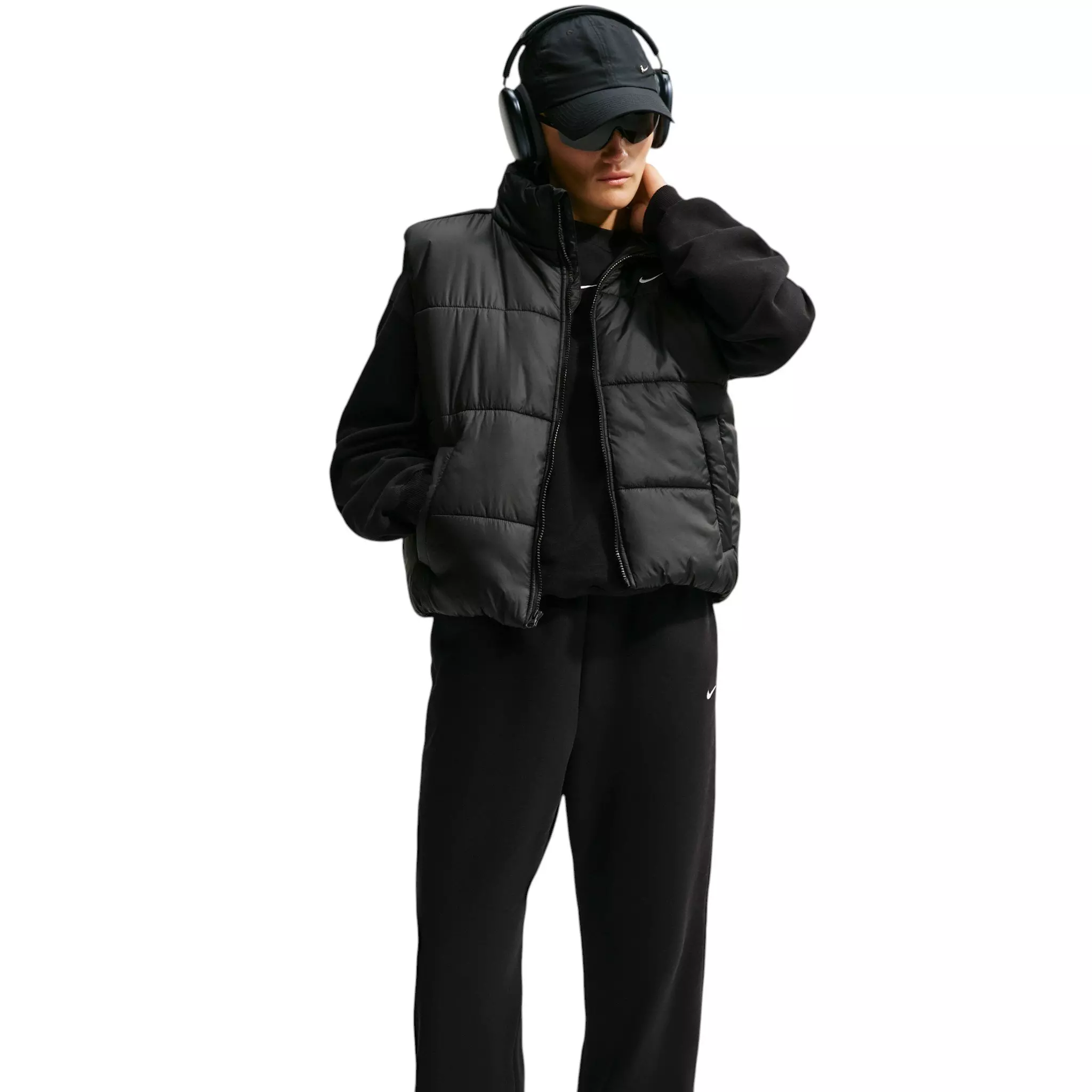 Nike Women's Studio Fleece Medium Weight HR Oversized Cuffed Pants - Black - BLACK