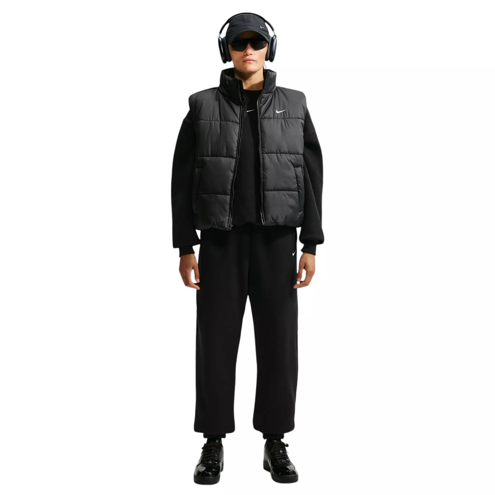 Nike Women's Studio Fleece Medium Weight HR Oversized Cuffed Pants - Black - BLACK