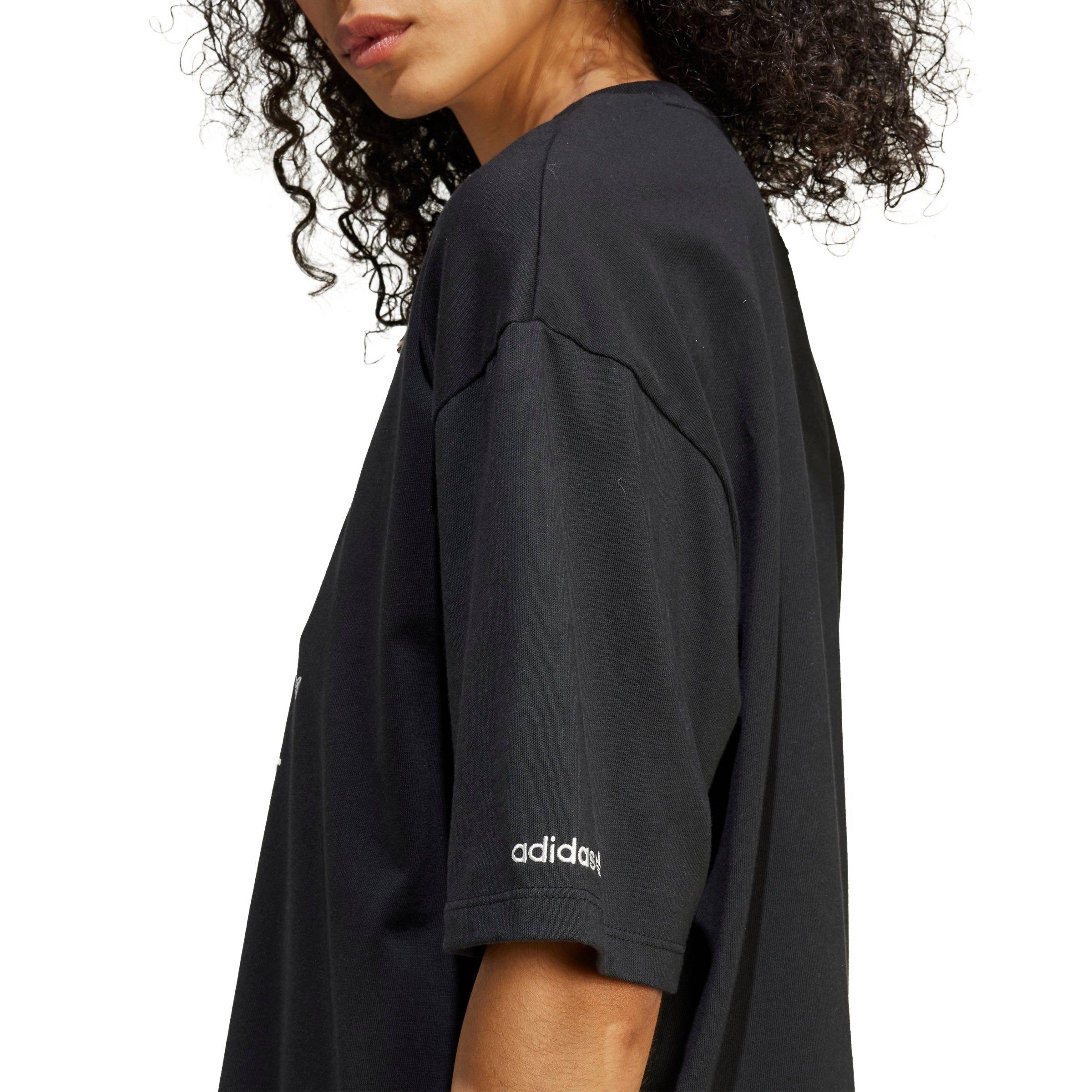 adidas Originals Trefoil Series Flower Loose Women's Black T-Shirt