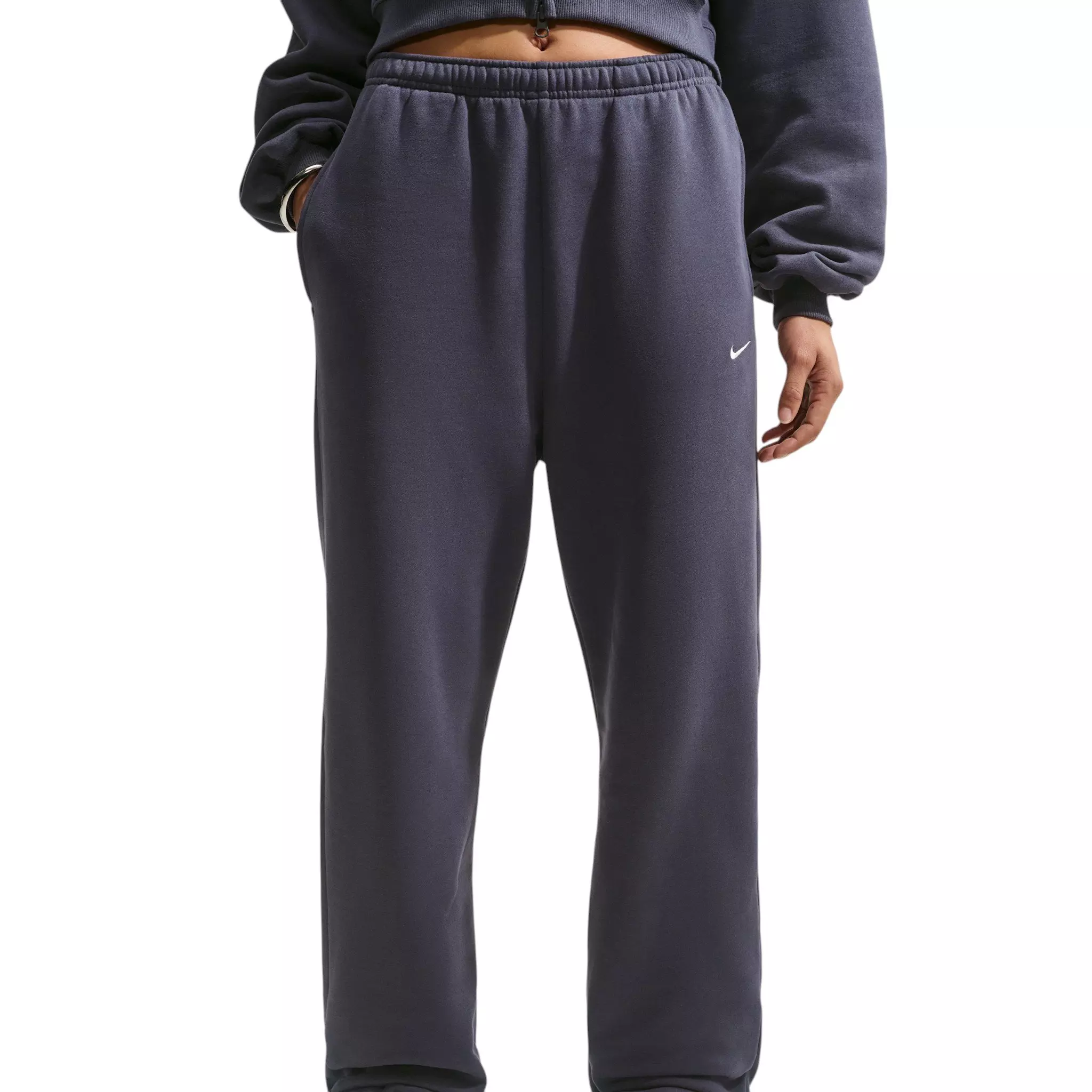 Nike Women's Studio Fleece Medium Weight HR Oversized Cuffed Trousers - Grey - GREY