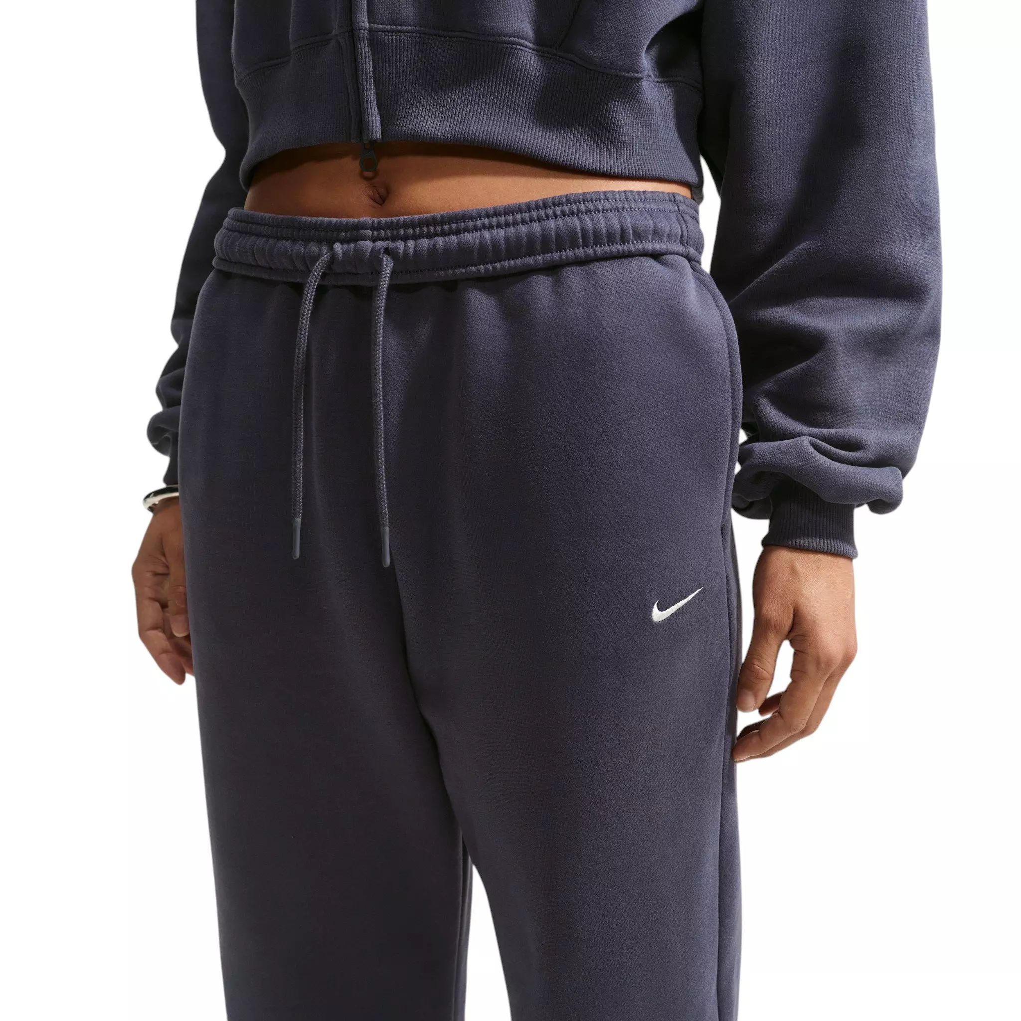 Nike Women's Studio Fleece Medium Weight HR Oversized Cuffed Trousers - Grey - GREY