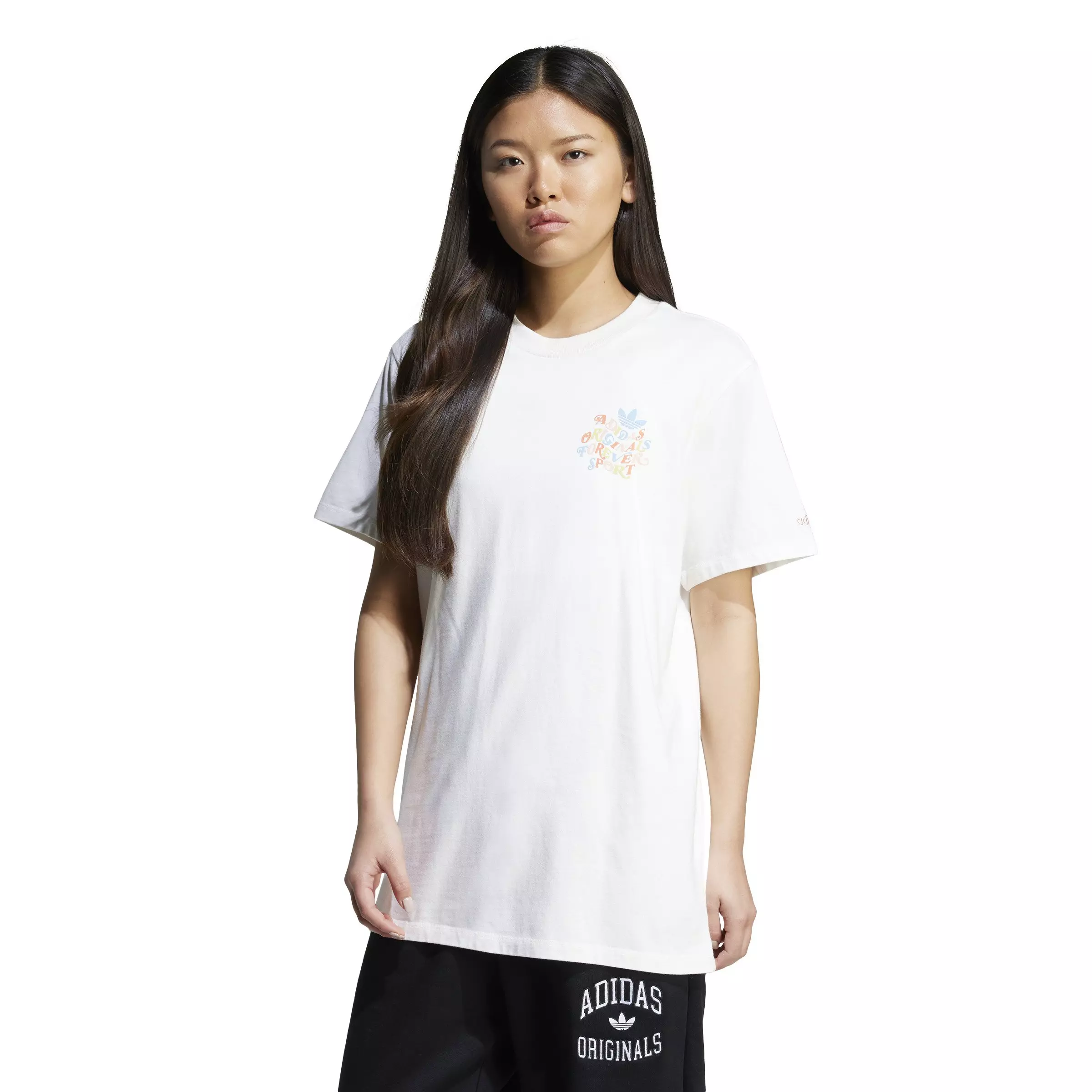 adidas Originals Women's Trefoil Series Forever Originals Loose T-Shirt -White - WHITE