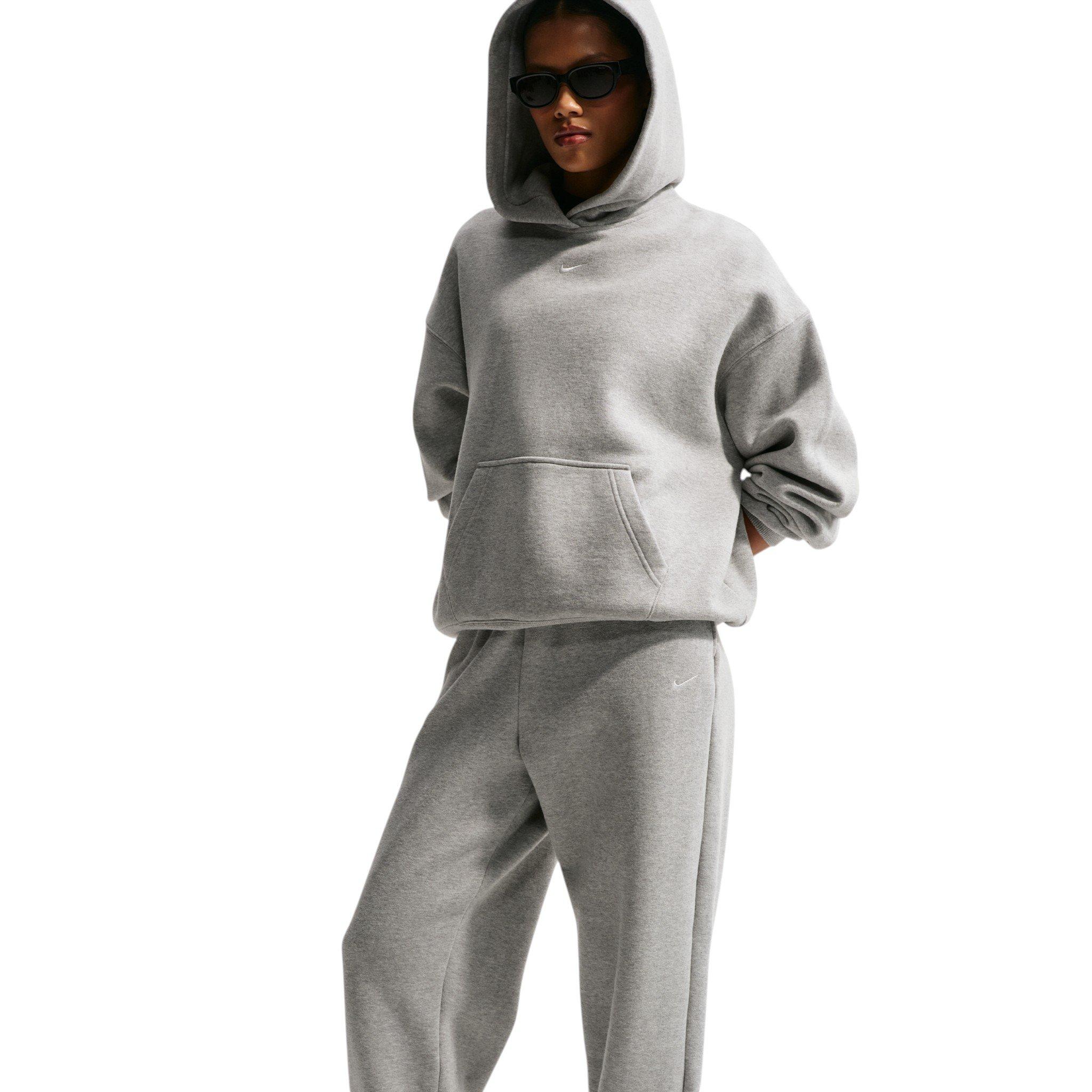 Nike Women's Studio Fleece Medium Weight HR Oversized Cuffed Pants - Dk Grey - DK GREY