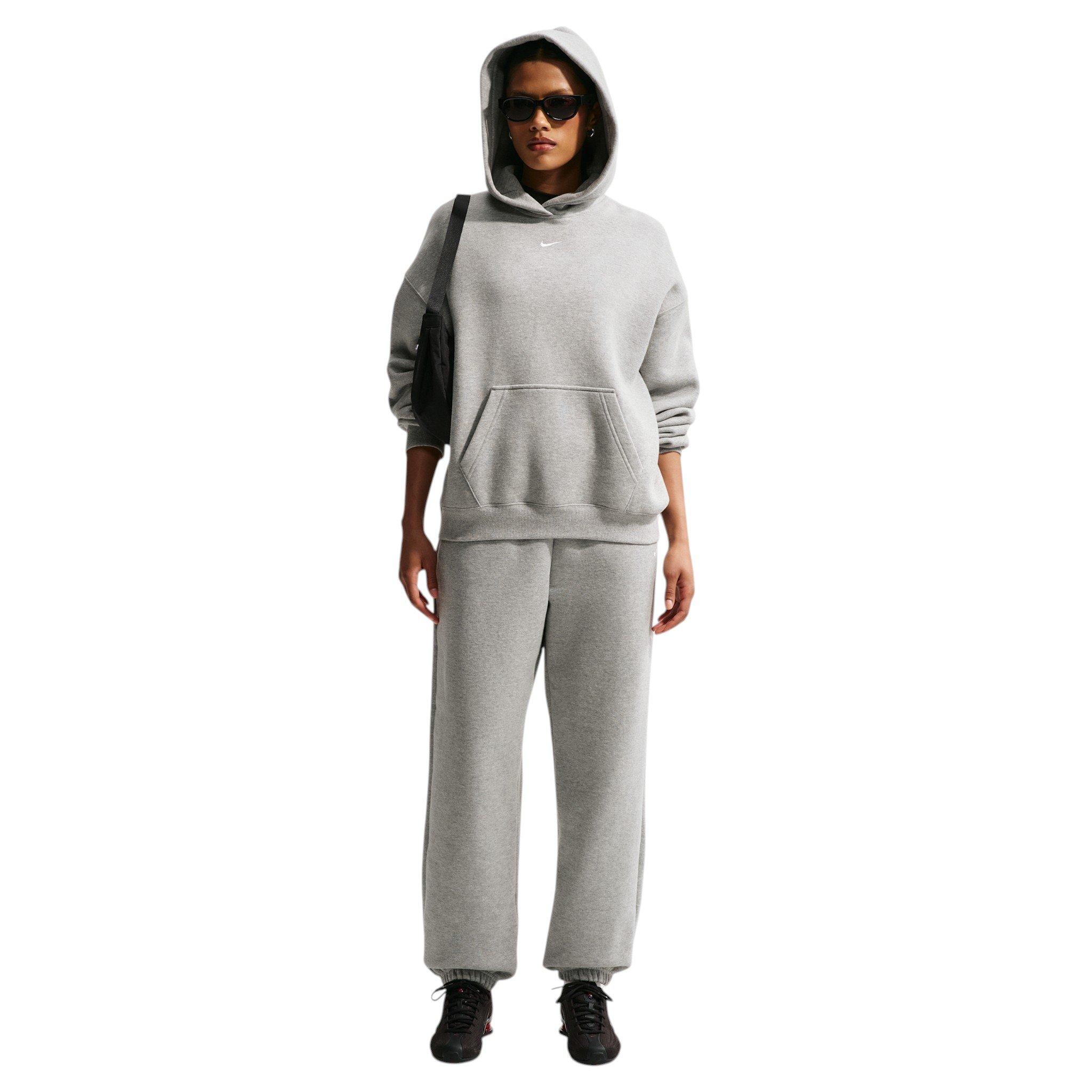 Nike Women's Studio Fleece Medium Weight HR Oversized Cuffed Pants - Dk Grey - DK GREY