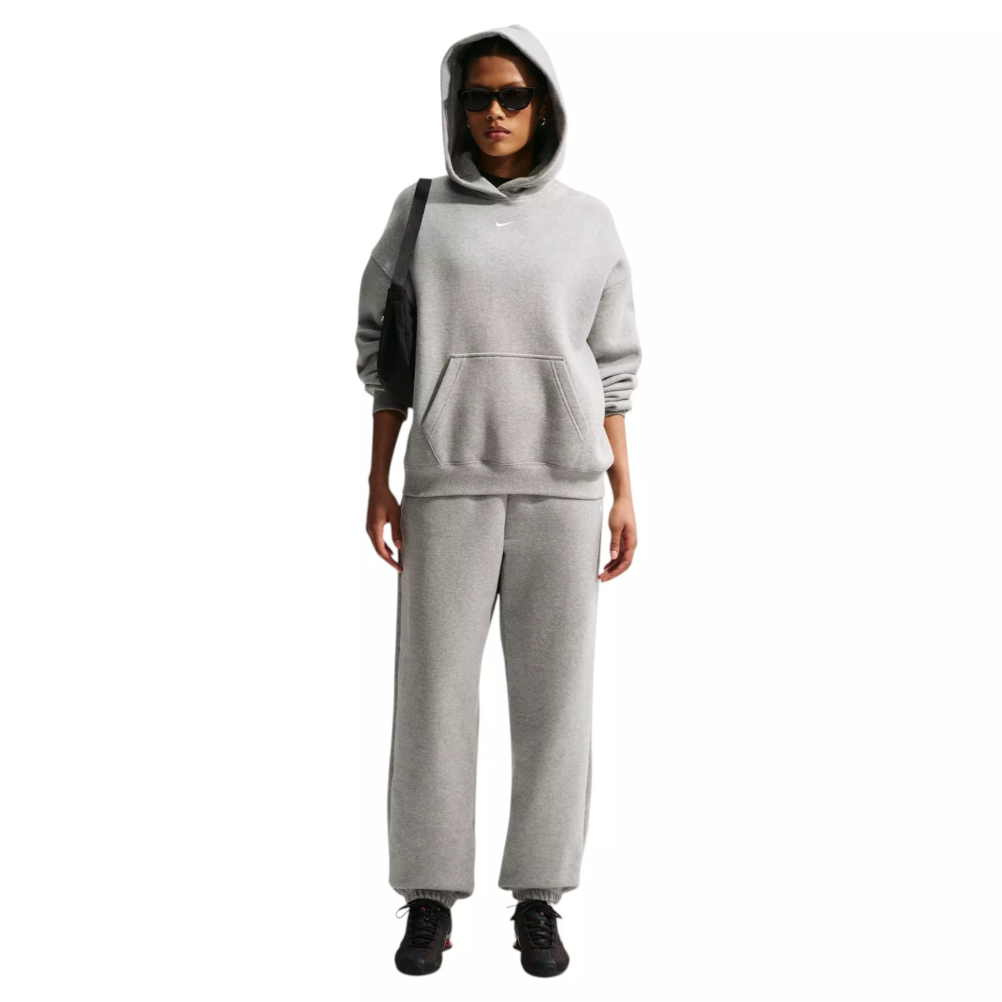 Nike Women's Studio Fleece Medium Weight HR Oversized Cuffed Pants - Dk Grey - DK GREY