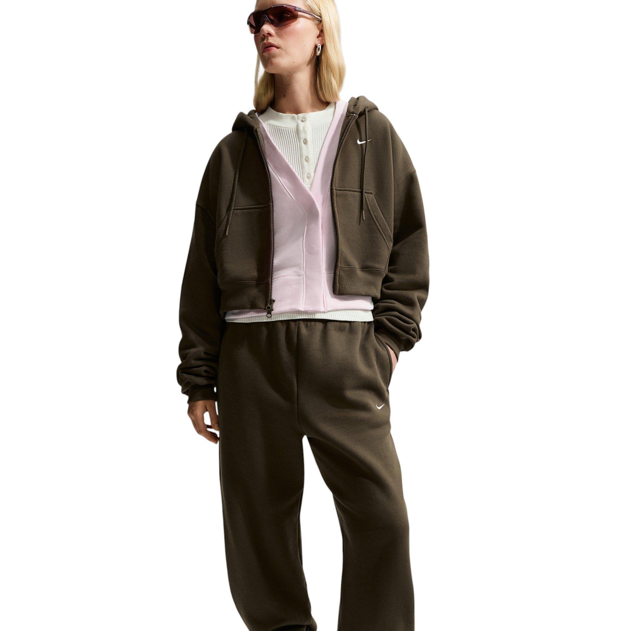 Nike Women's Studio Fleece Medium Weight HR Oversized Cuffed Trousers - Brown - BROWN
