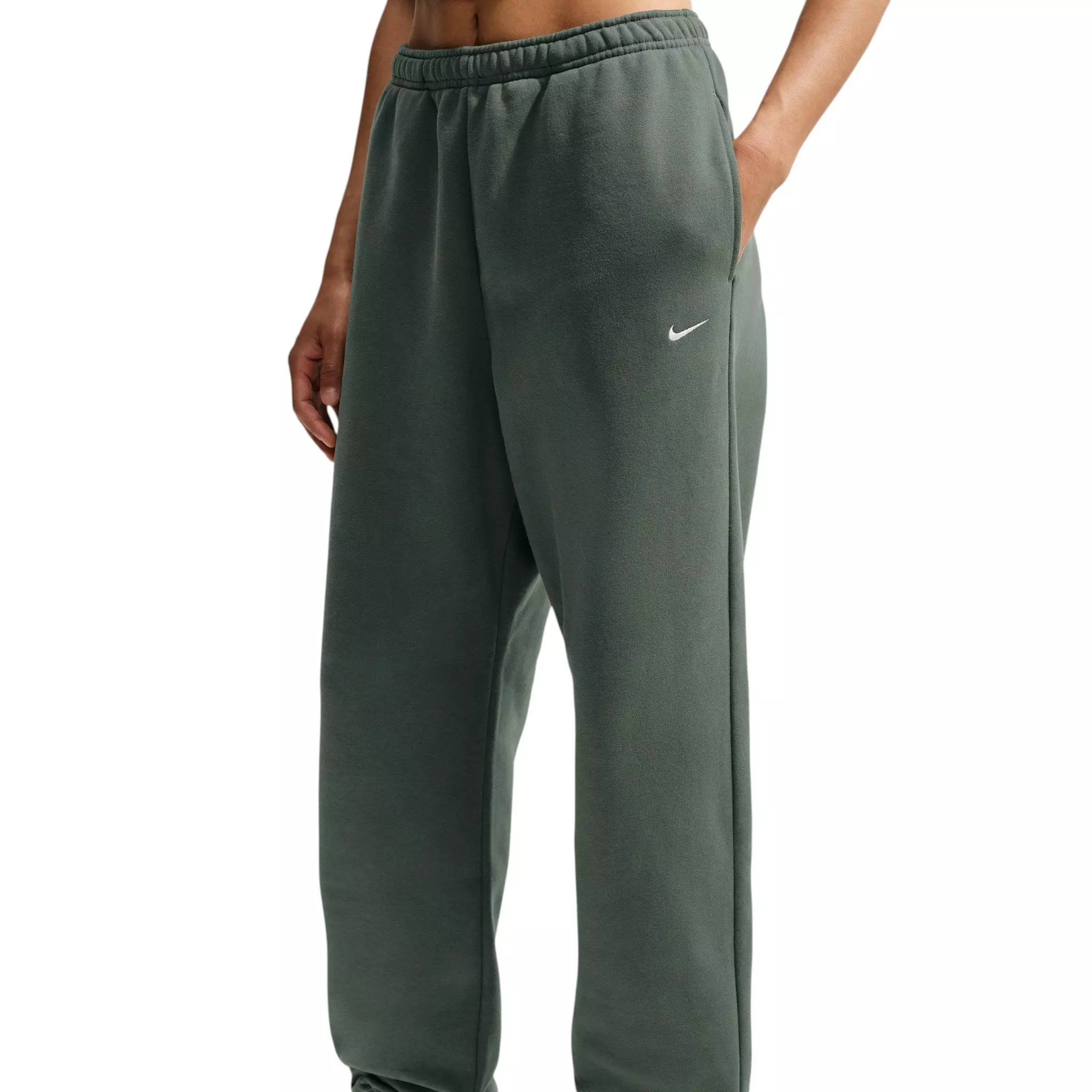 Nike Women's Studio Fleece Medium Weight HR Oversized Cuffed Trousers - Green - GREEN