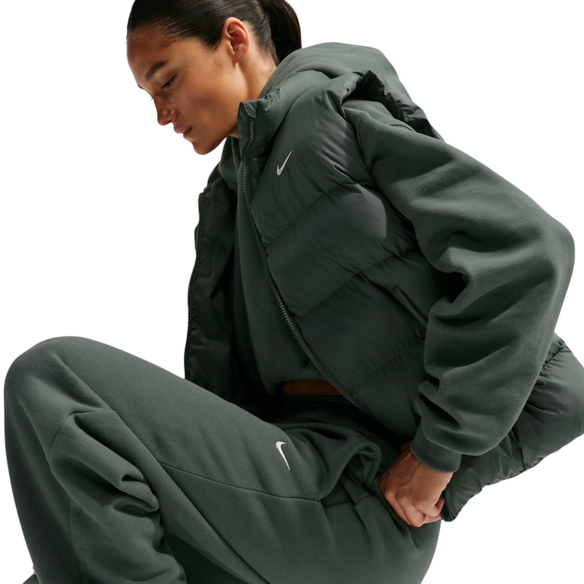 Nike Women's Studio Fleece Medium Weight HR Oversized Cuffed Trousers - Green - GREEN