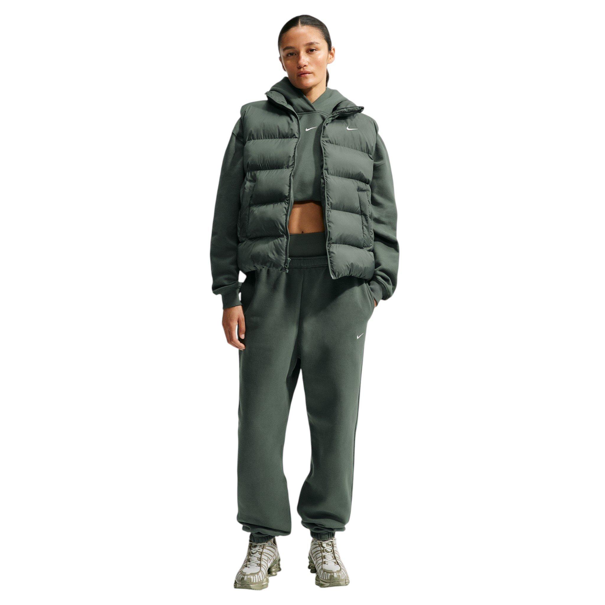 Nike Women's Studio Fleece Medium Weight HR Oversized Cuffed Trousers - Green - GREEN