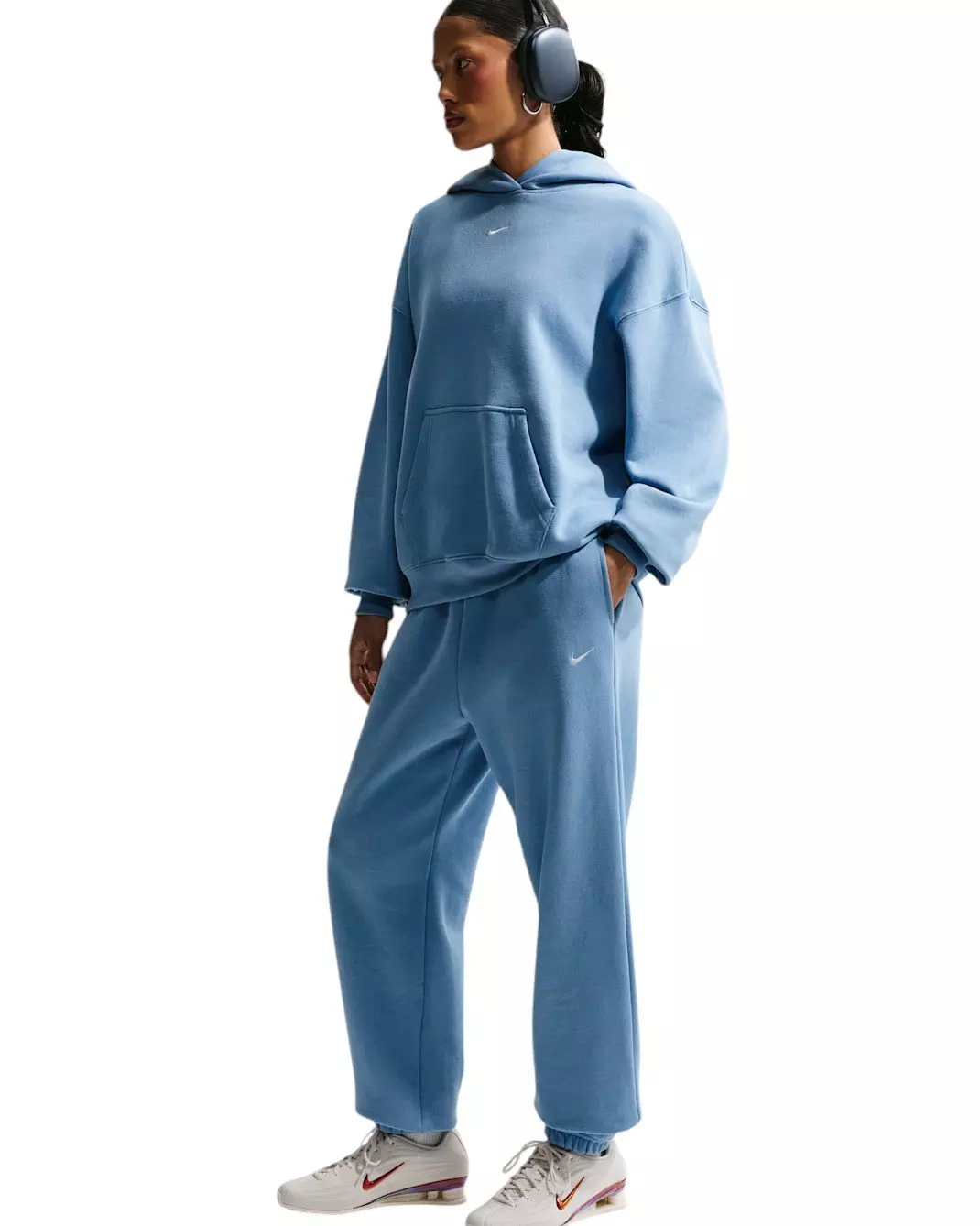 Nike Women's Studio Fleece Medium Weight HR Oversized Cuffed Trousers - Blue - BLUE