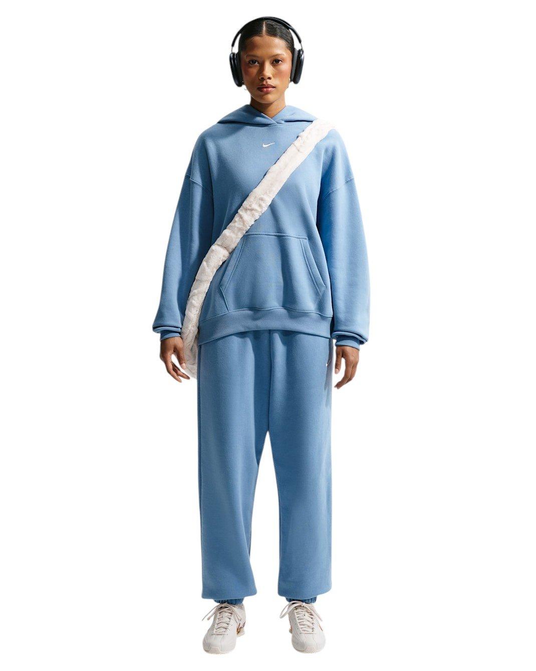 Nike Women's Studio Fleece Medium Weight HR Oversized Cuffed Trousers - Blue - BLUE Thumbnail View 4