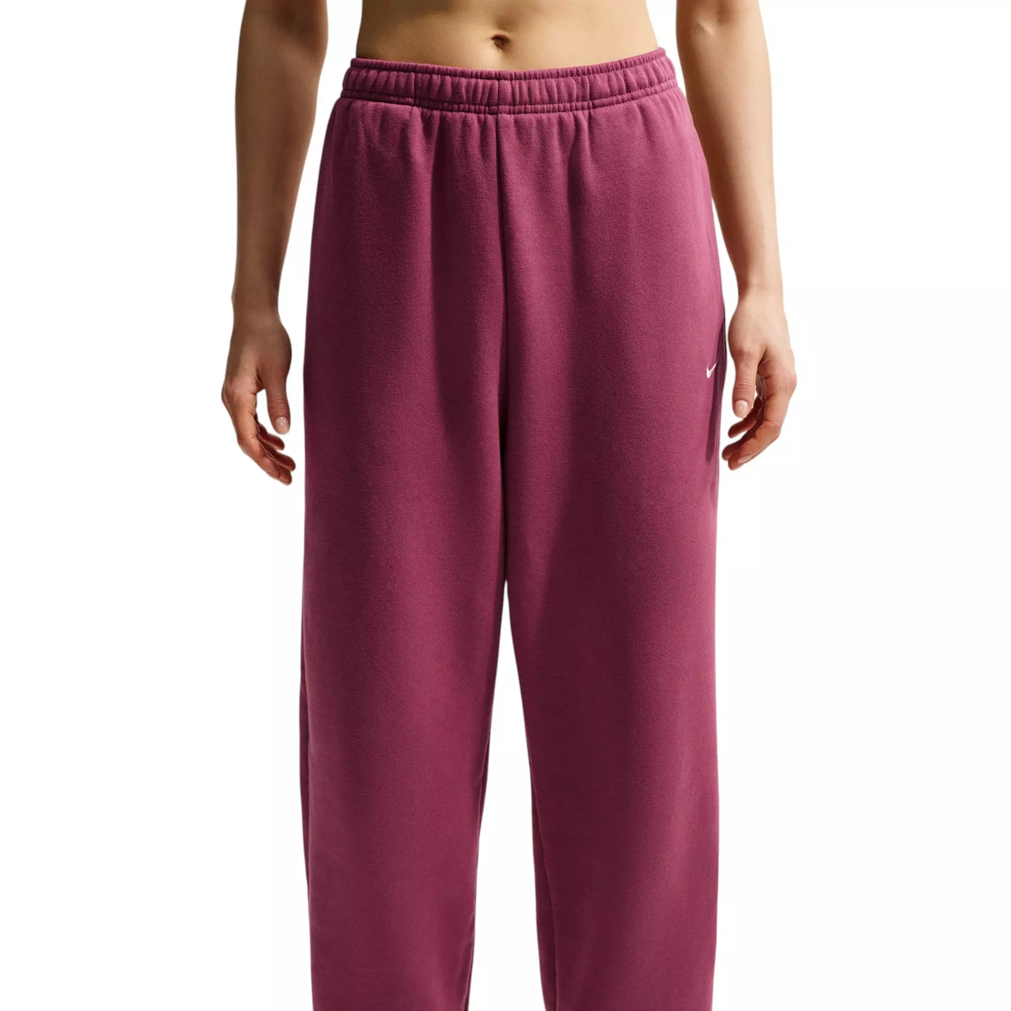 Nike Women's Studio Fleece Medium Weight HR Oversized Cuffed Pants - Pink Smoke - PINK SMOKE
