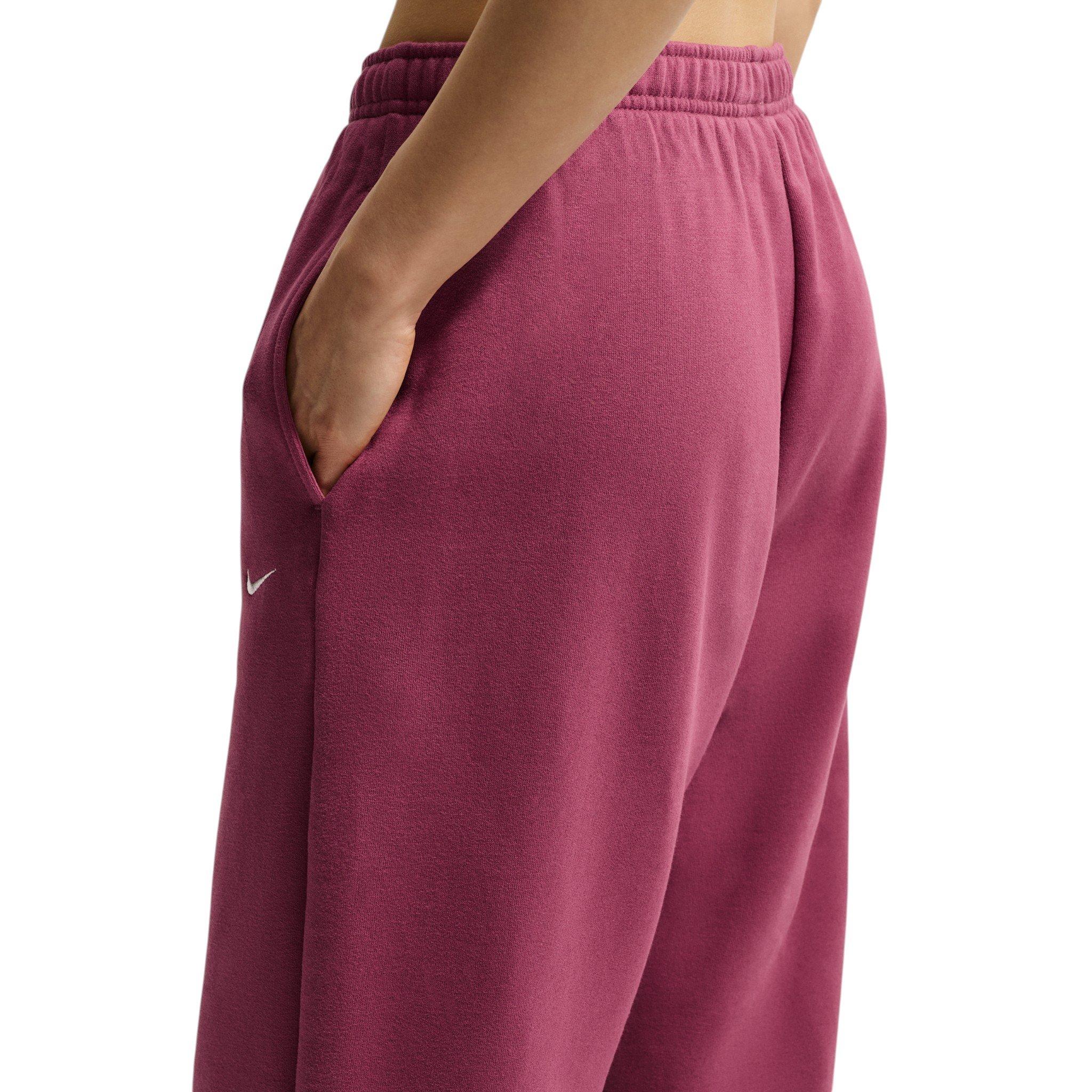 Nike Women's Studio Fleece Medium Weight HR Oversized Cuffed Pants - Pink Smoke - PINK SMOKE