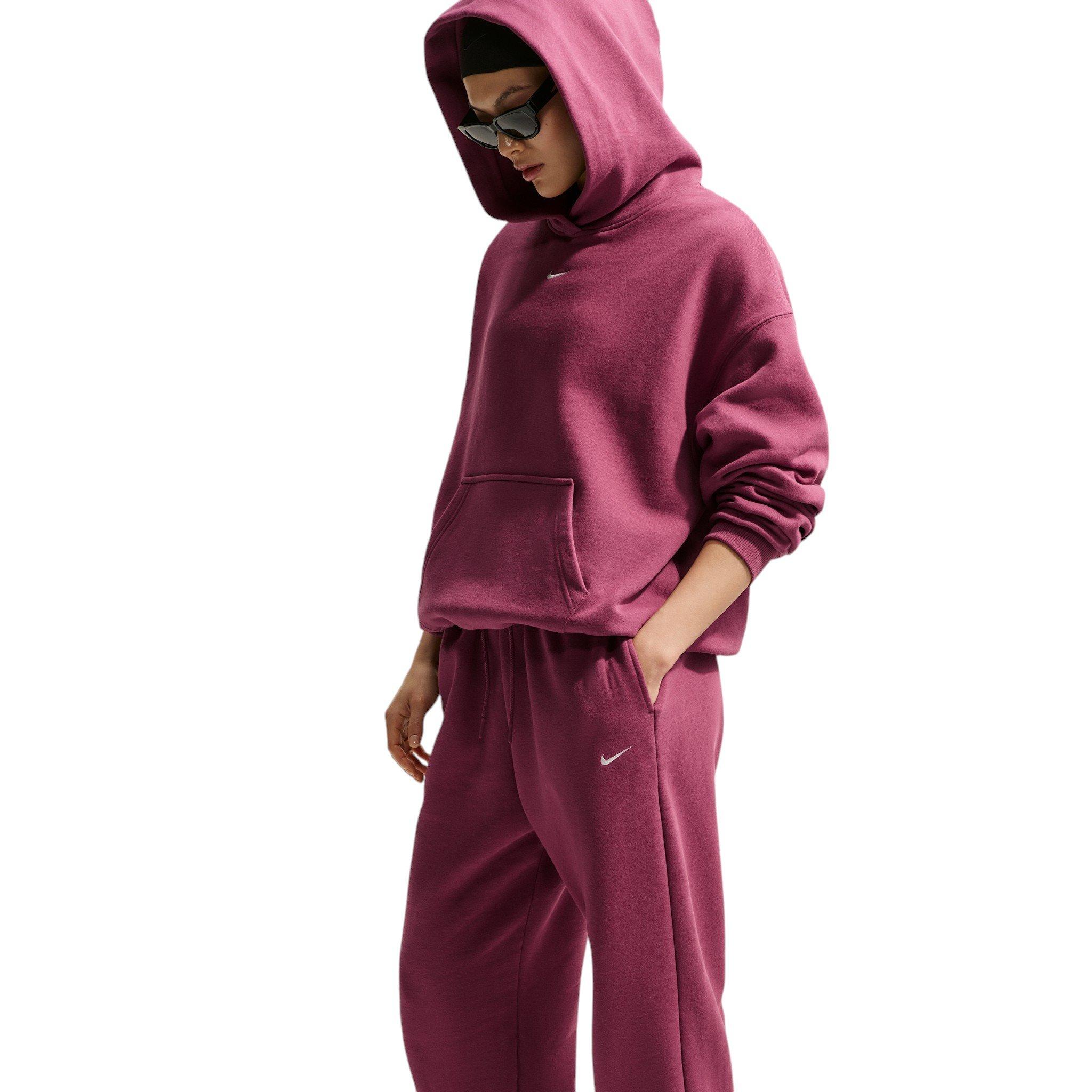 Nike Women's Studio Fleece Medium Weight HR Oversized Cuffed Pants - Pink Smoke - PINK SMOKE