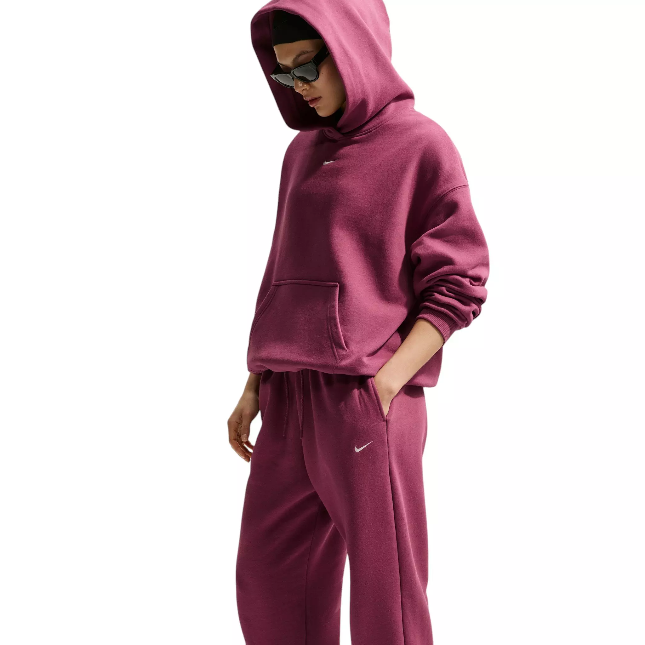 Nike Women's Studio Fleece Medium Weight HR Oversized Cuffed Pants - Pink Smoke - PINK SMOKE