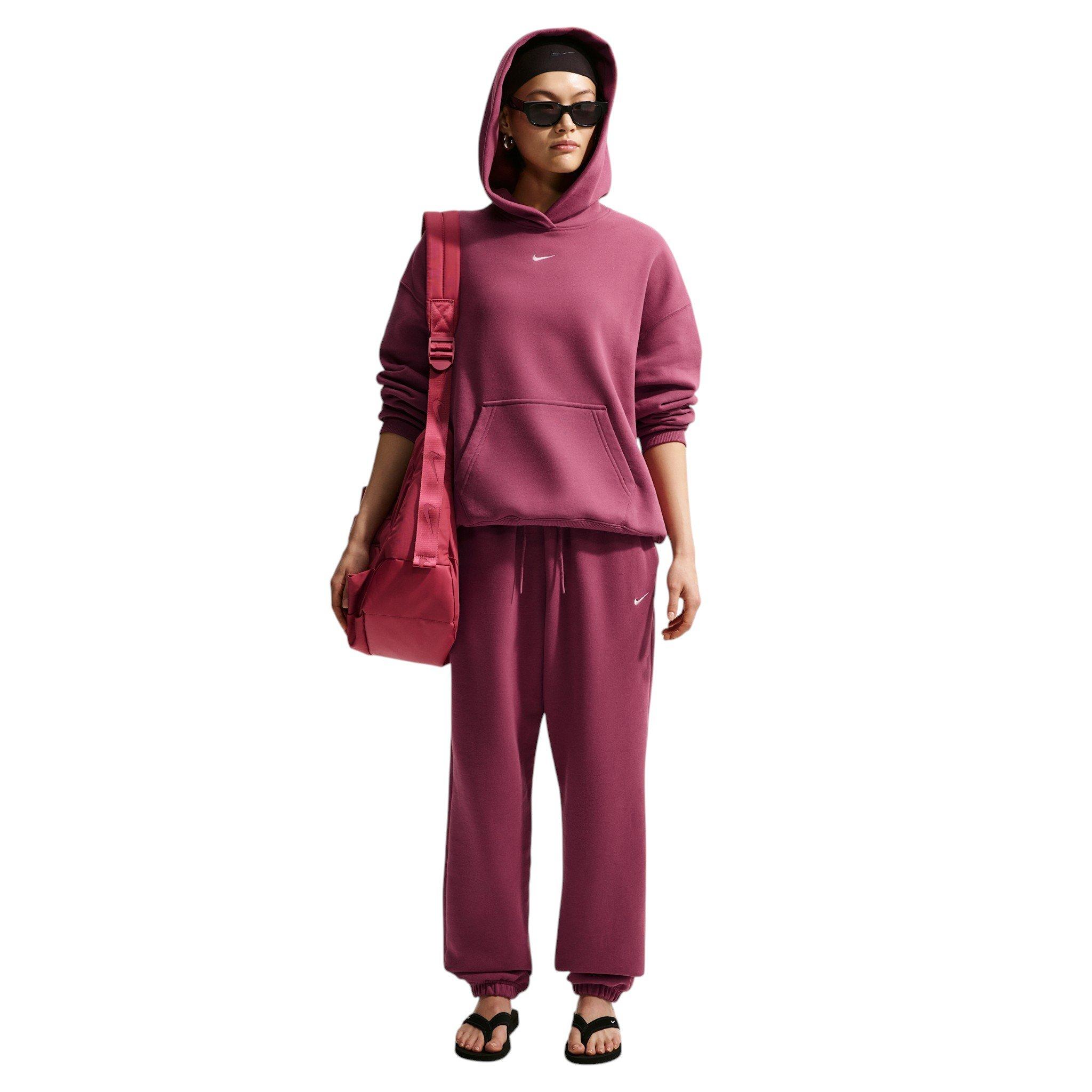 Nike Women's Studio Fleece Medium Weight HR Oversized Cuffed Pants - Pink Smoke - PINK SMOKE