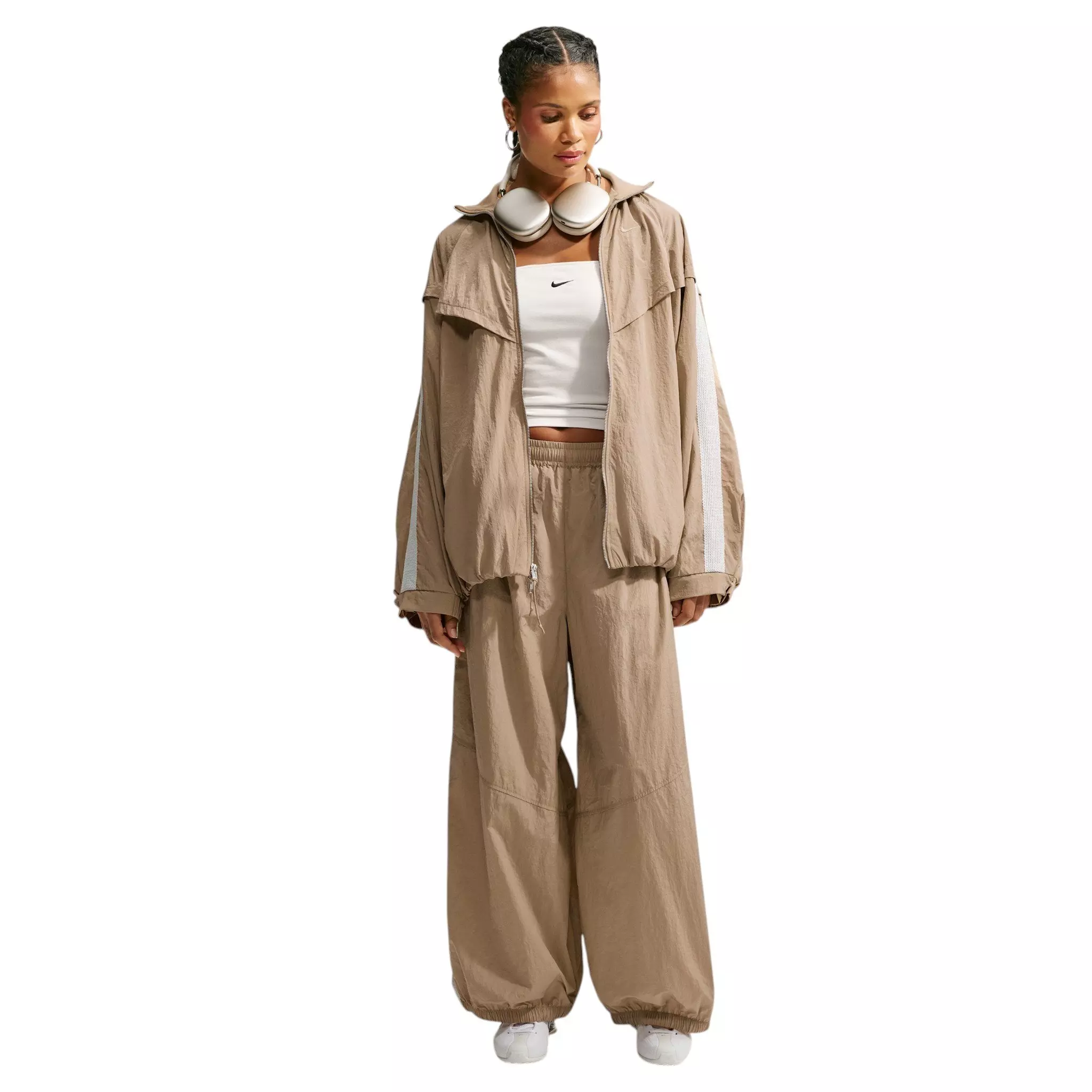 Nike Women's Sportswear Oversized High-Waisted Balloon Track Pants - Beige - BEIGE
