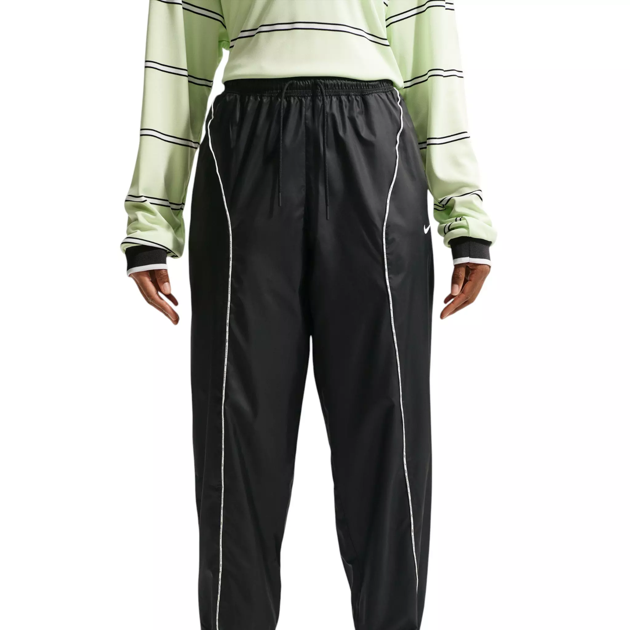 Nike Women's Sportswear Mid-Rise Repel Woven Pants - Black/Off-White - BLACK/OFF-WHITE