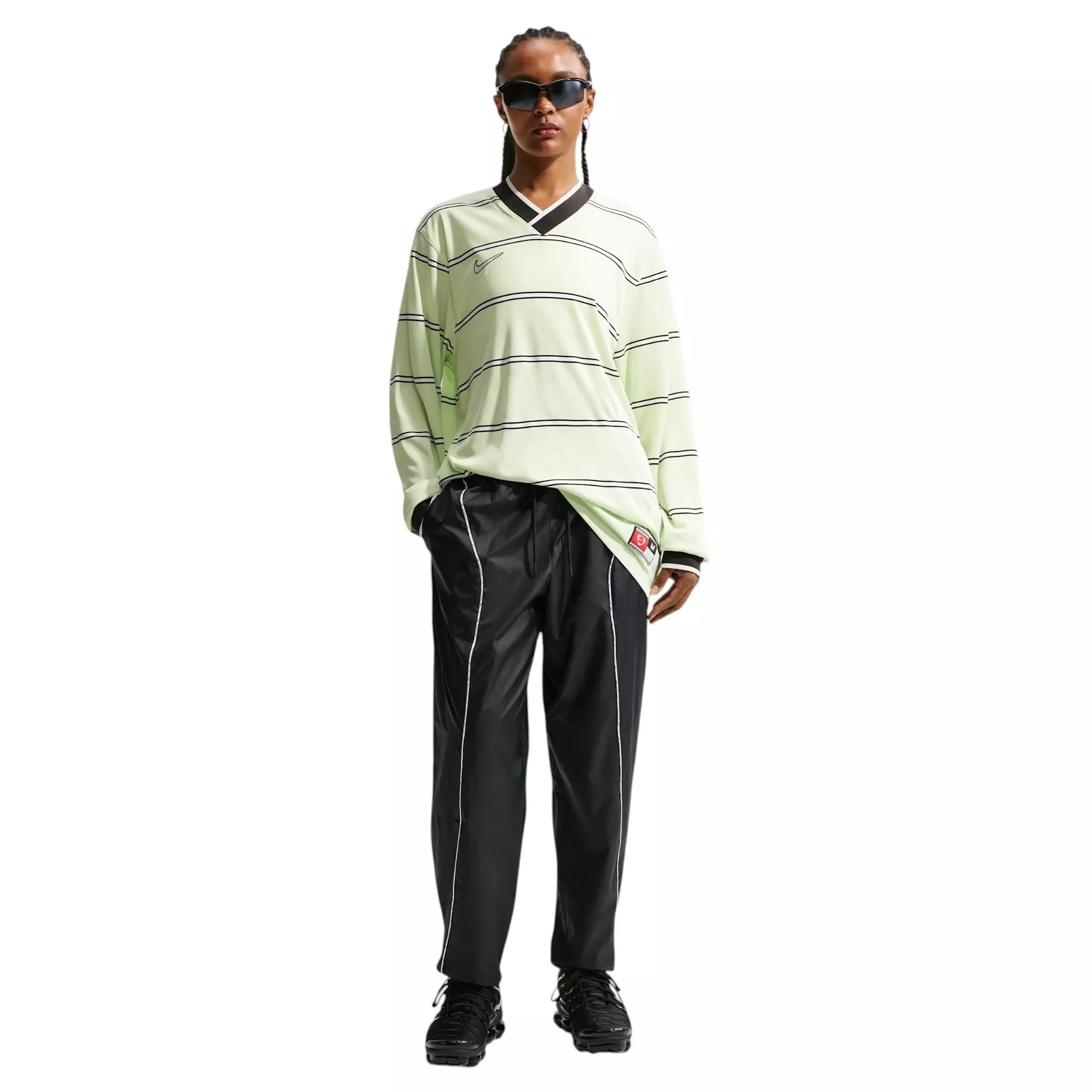 Nike Women's Sportswear Mid-Rise Repel Woven Pants - Black/Off-White - BLACK/OFF-WHITE