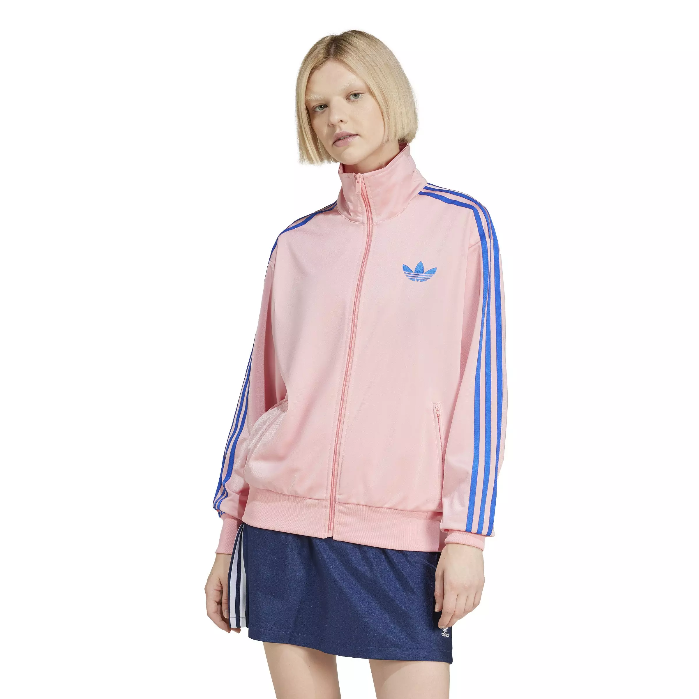 adidas Originals Women's Adicolor Classic Firebird Loose Track Top -Pink - PINK