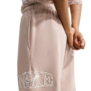 Nike Women's Studio Fleece Med Weight "Graphic Pack" Oversized Cuffed Logo Pants - Cream - CREAM