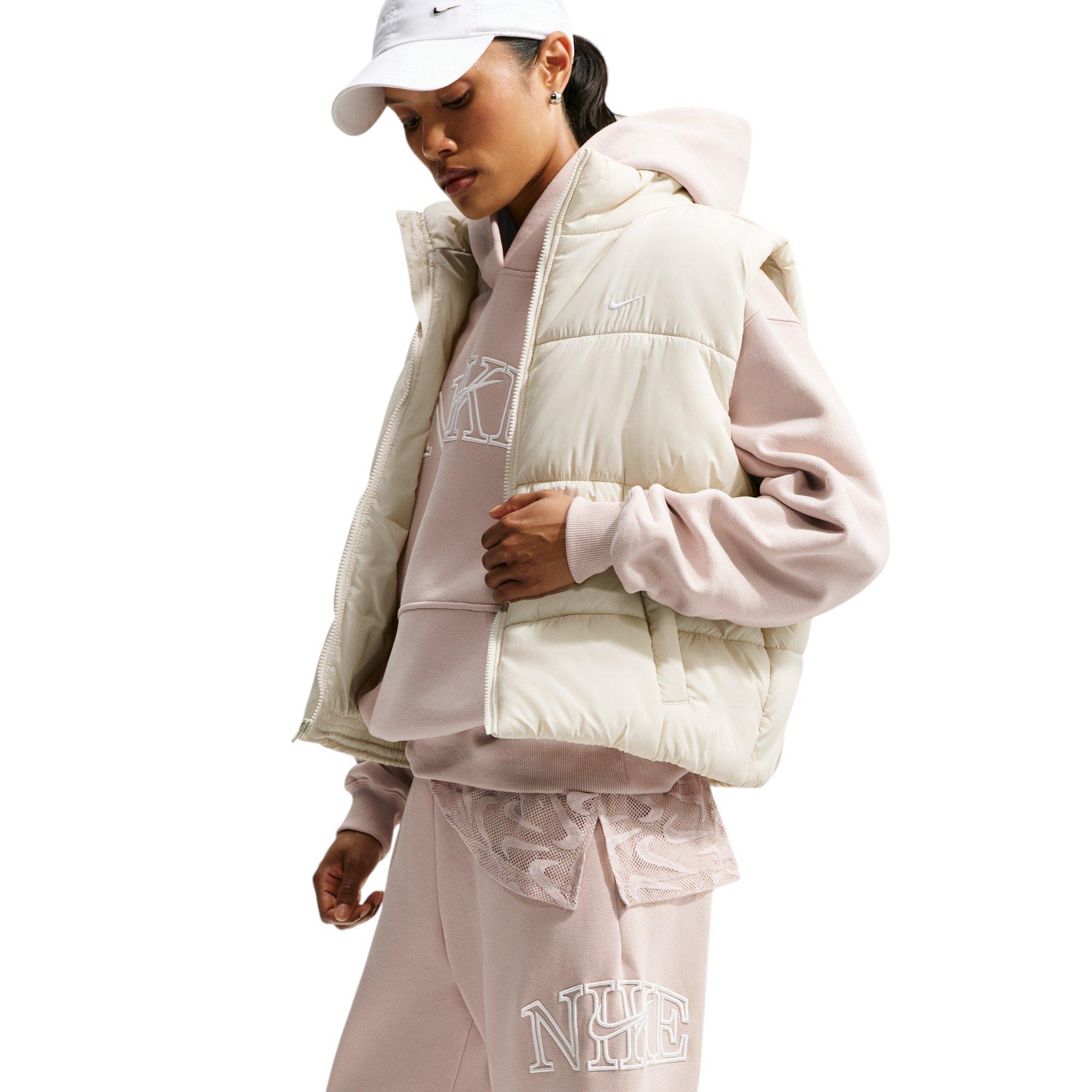 Nike Women's Studio Fleece Med Weight "Graphic Pack" Oversized Cuffed Logo Pants - Cream - CREAM