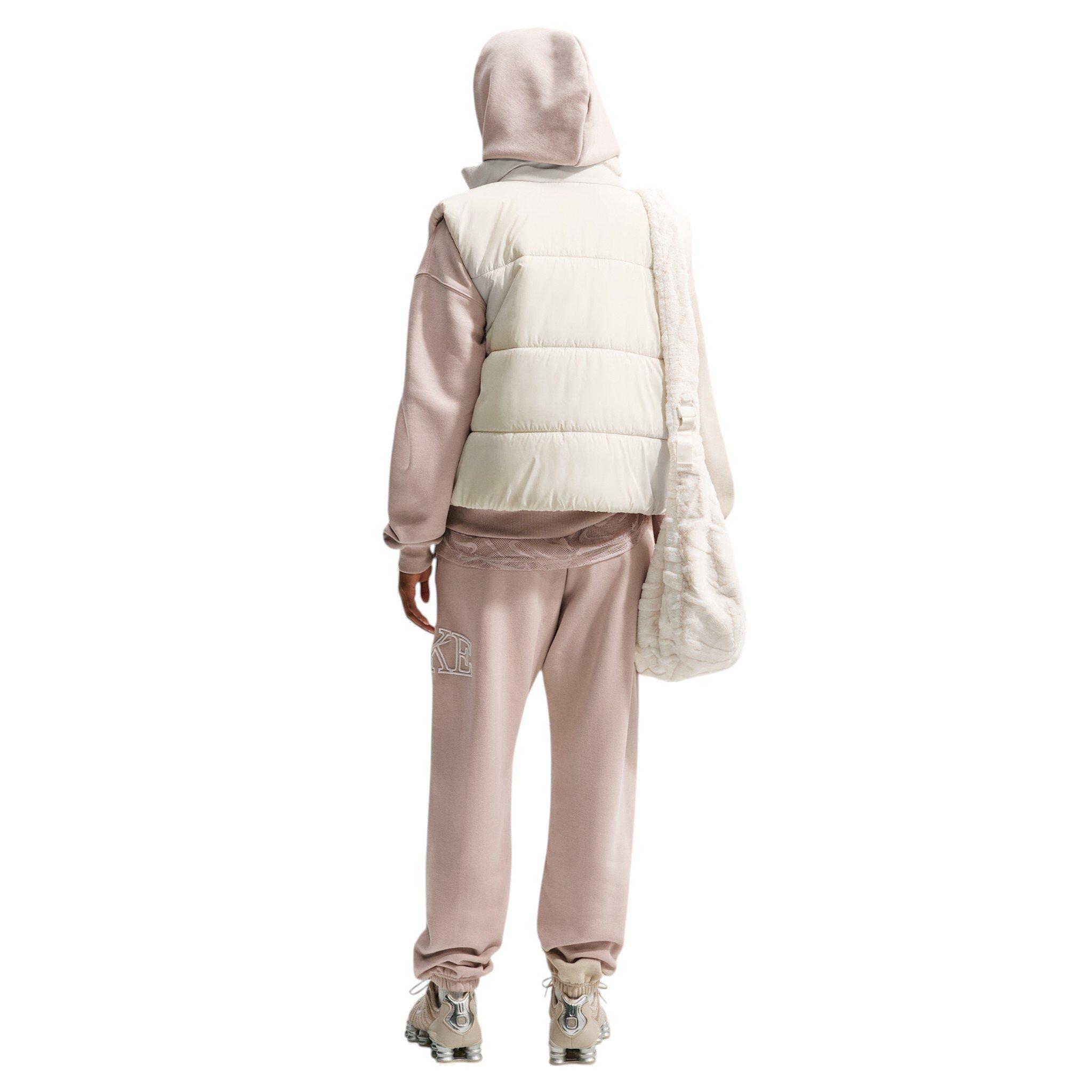 Nike Women's Studio Fleece Med Weight "Graphic Pack" Oversized Cuffed Logo Pants - Cream - CREAM