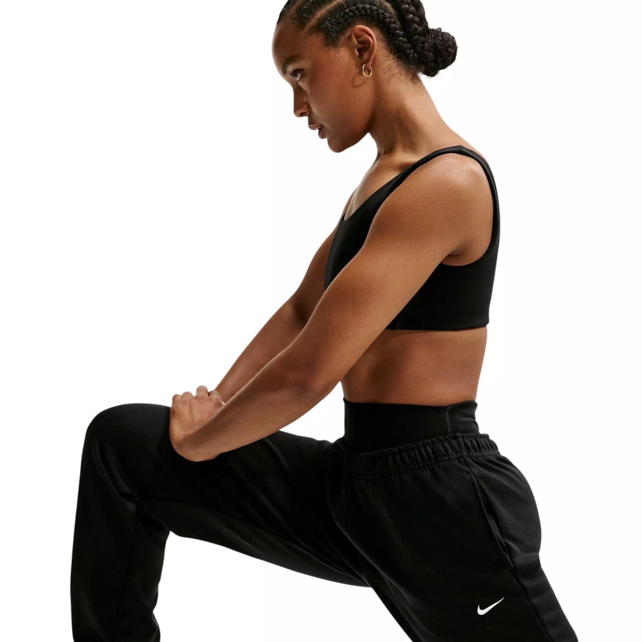 Nike Women's Studio Fleece Sport Dri-FIT Mid-Rise Pants - Black - BLACK