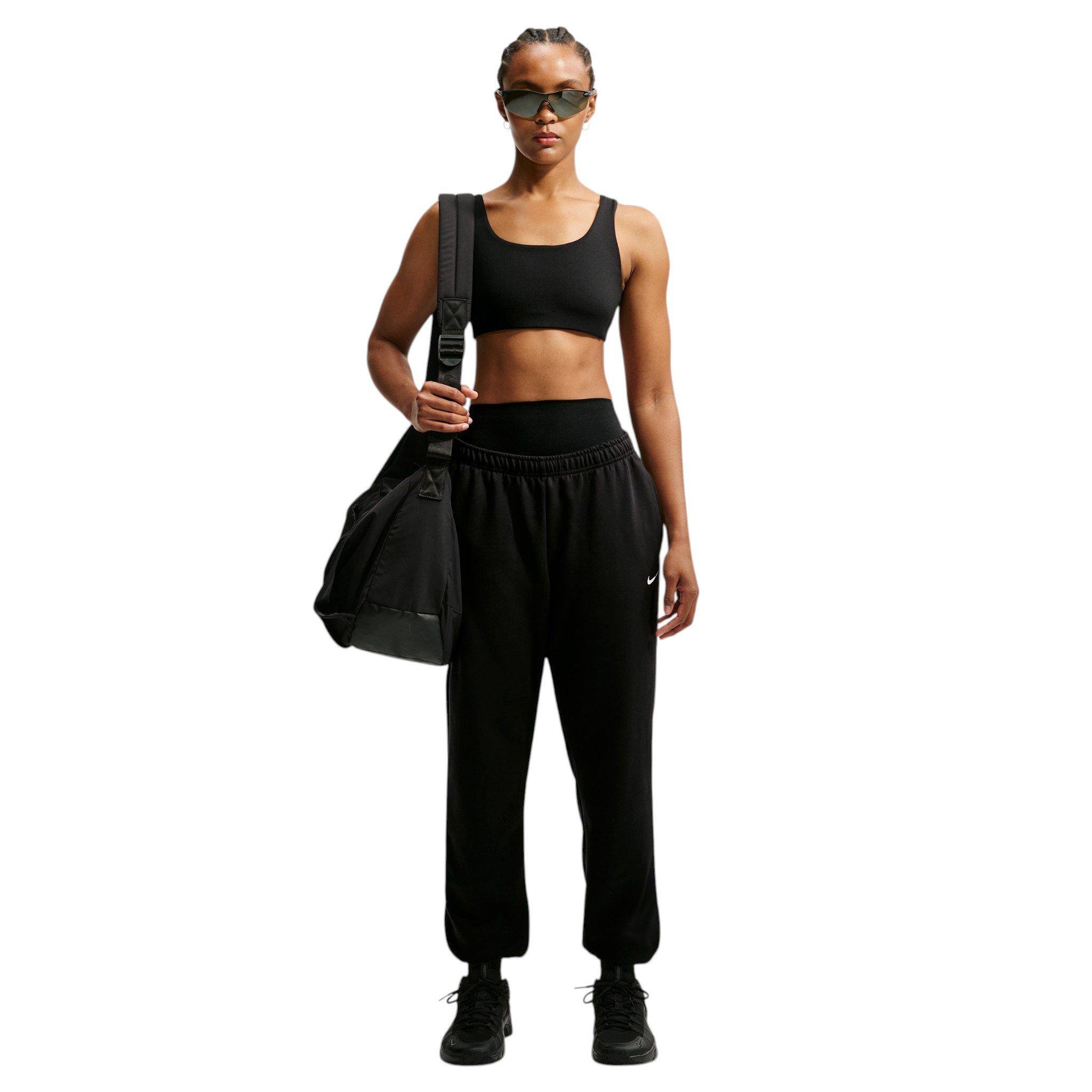 Nike Women's Studio Fleece Sport Dri-FIT Mid-Rise Pants - Black - BLACK